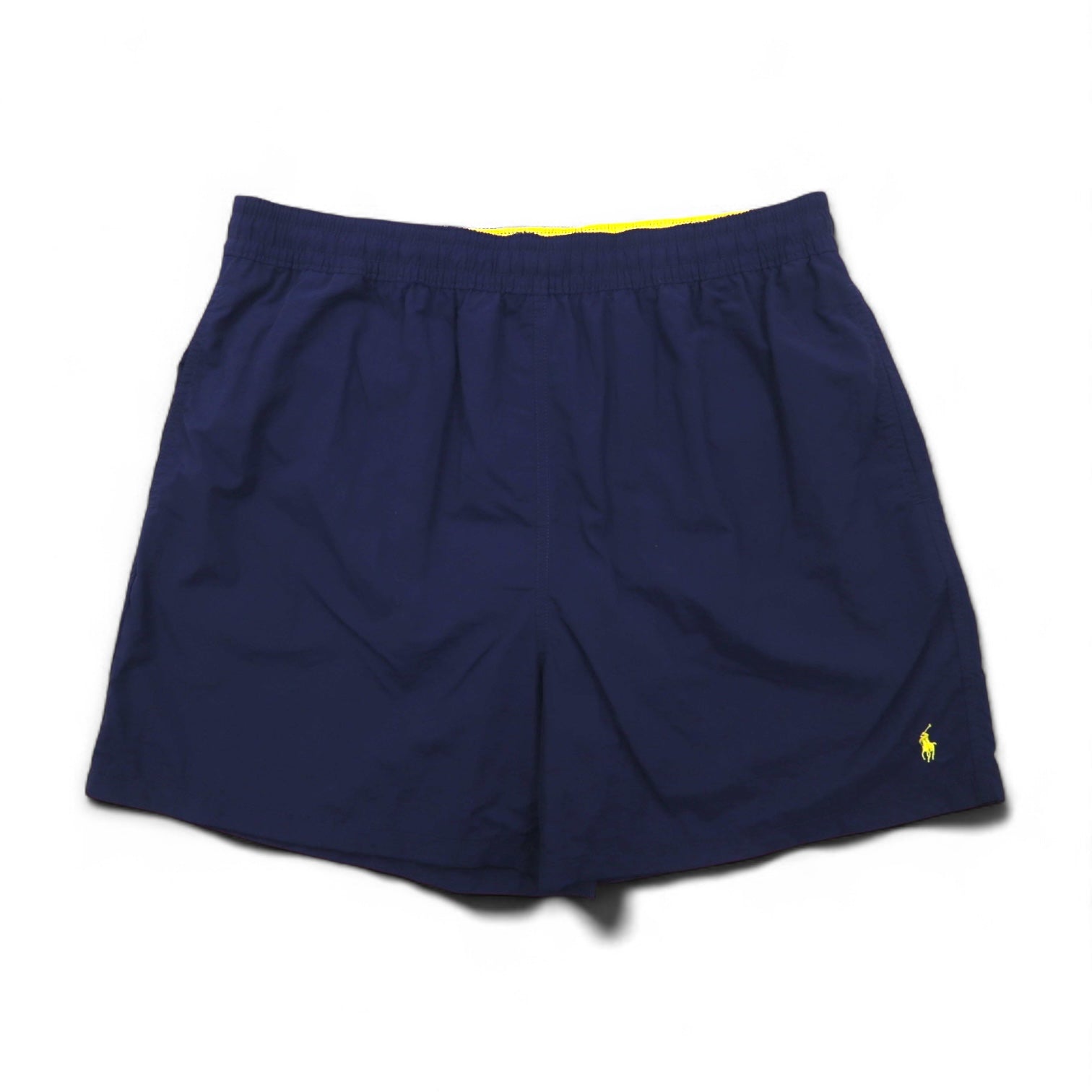Polo by Ralph Lauren Pantaloncini corti in nylon facili da indossare anni '90, pantaloncini da bagno XL, blu navy, ricamo piccolo cavallo