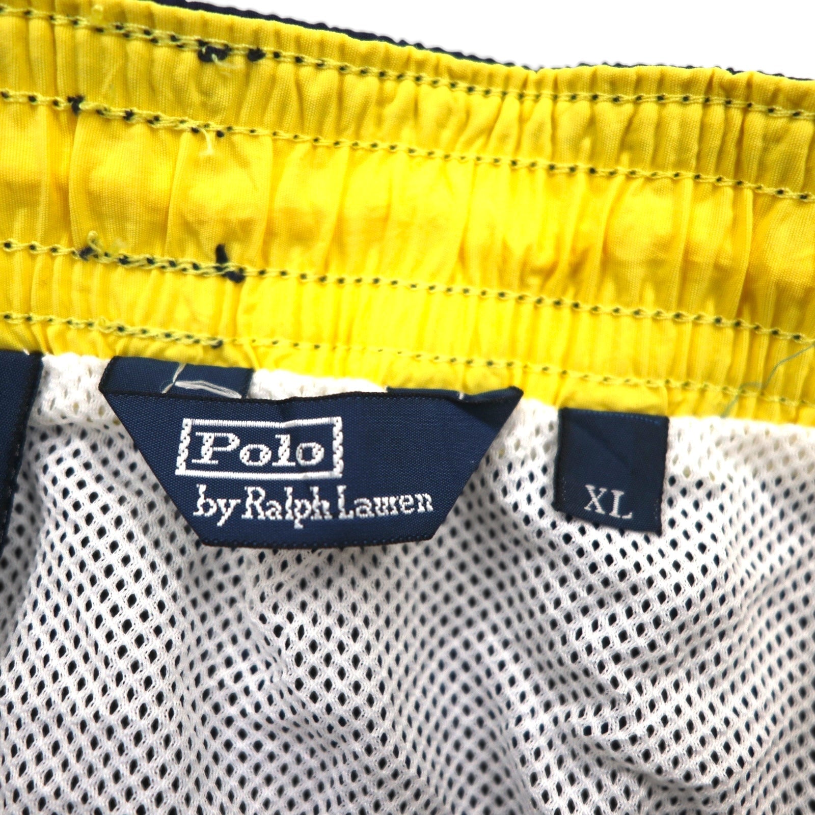 Polo by Ralph Lauren Pantaloncini corti in nylon facili da indossare anni '90, pantaloncini da bagno XL, blu navy, ricamo piccolo cavallo