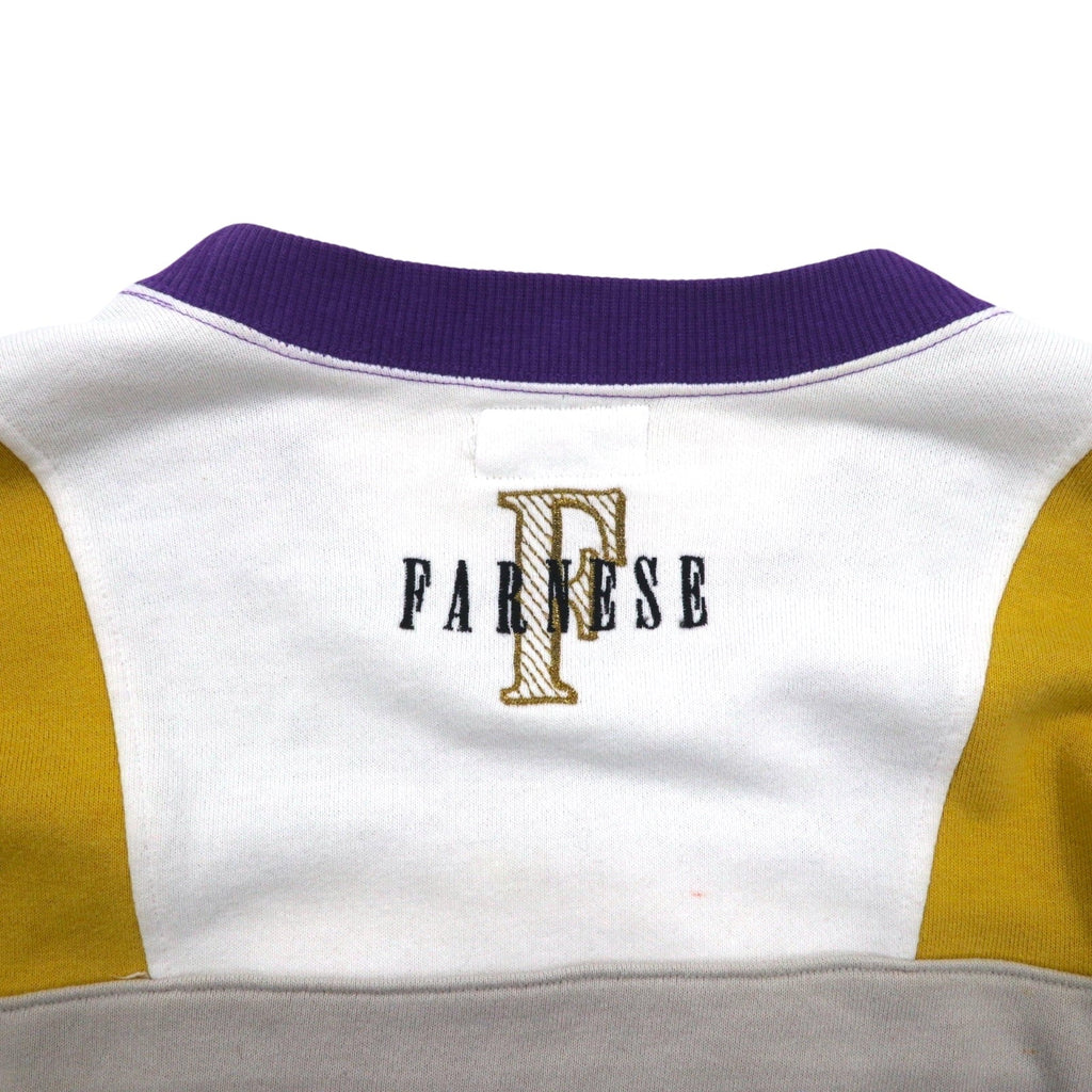 Felpa vintage anni '90 made in Japan FARNESE XL viola gialla motivo pazzo Reika