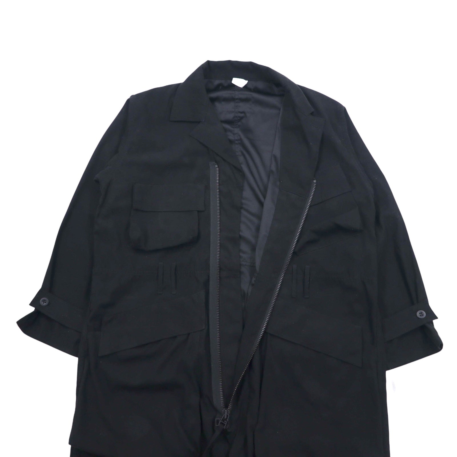 HUMIS ジャンプスーツ MILITARY FLIGHT JUMPSUIT オールインワン M ブラック M-BL1601 日本製