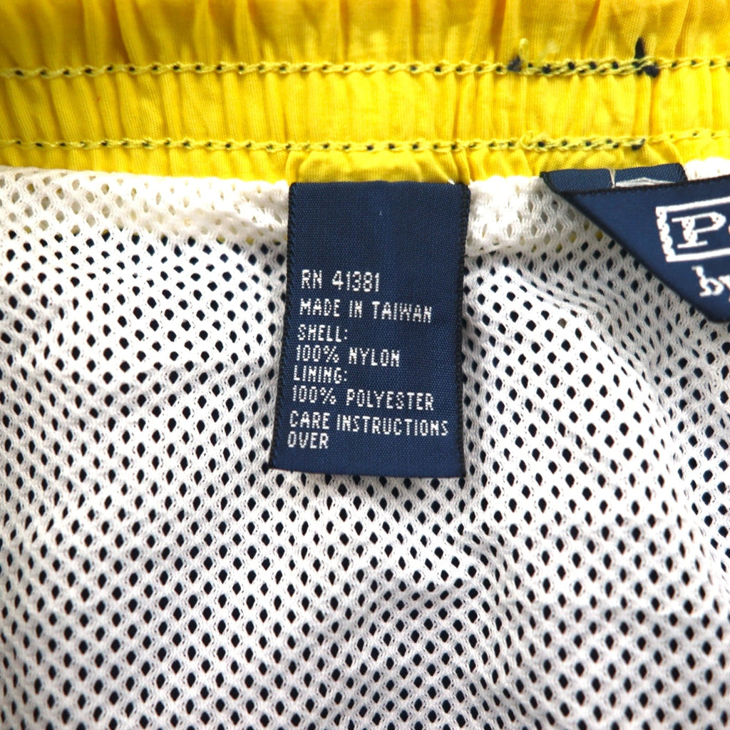 Polo by Ralph Lauren Pantaloncini corti in nylon facili da indossare anni '90, pantaloncini da bagno XL, blu navy, ricamo piccolo cavallo
