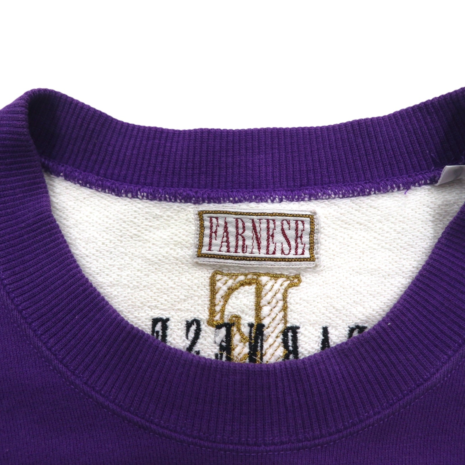 Felpa vintage anni '90 made in Japan FARNESE XL viola gialla motivo pazzo Reika