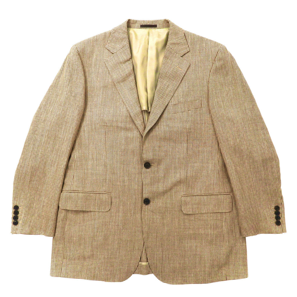 BURBERRY 2Bテーラードジャケット 180 AB7 ベージュ 千鳥格子 ウール シルク混 日本製