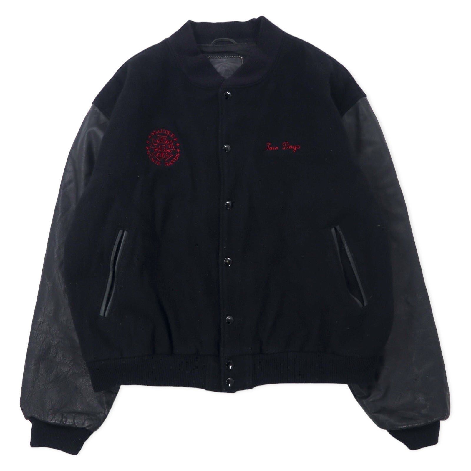 Golden Bear USA Maniche in pelle Stadyun XL Nero Lana The 5th AVENUE Ricamo posteriore