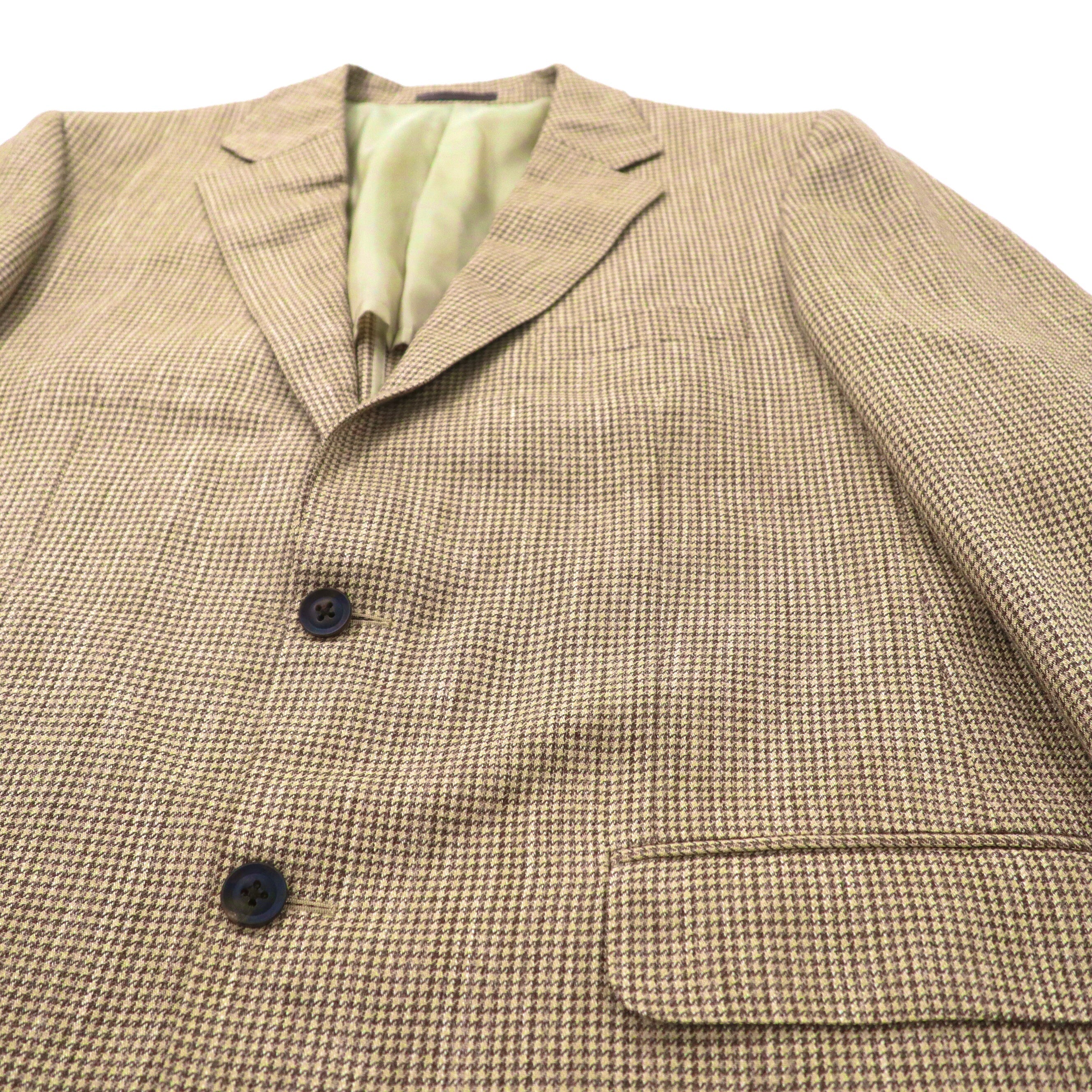 BURBERRY 2Bテーラードジャケット 180 AB7 ベージュ 千鳥格子 ウール シルク混 日本製