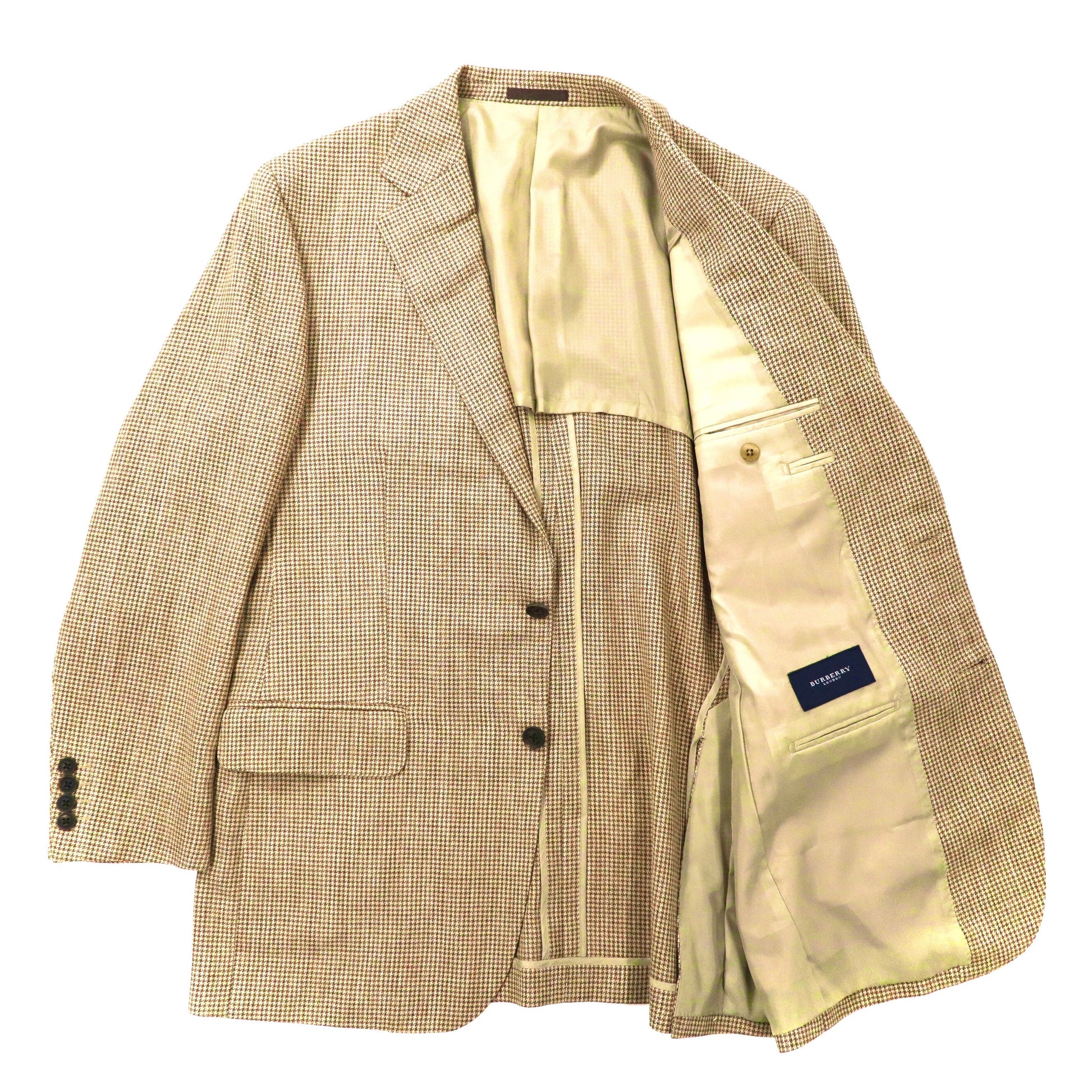 BURBERRY Giacca sartoriale monopetto 2 bottoni 180 AB7 Beige Fantasia pied de poule Misto lana seta Made in Japan