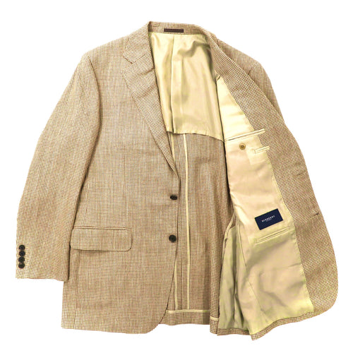 BURBERRY 2Bテーラードジャケット 180 AB7 ベージュ 千鳥格子 ウール シルク混 日本製