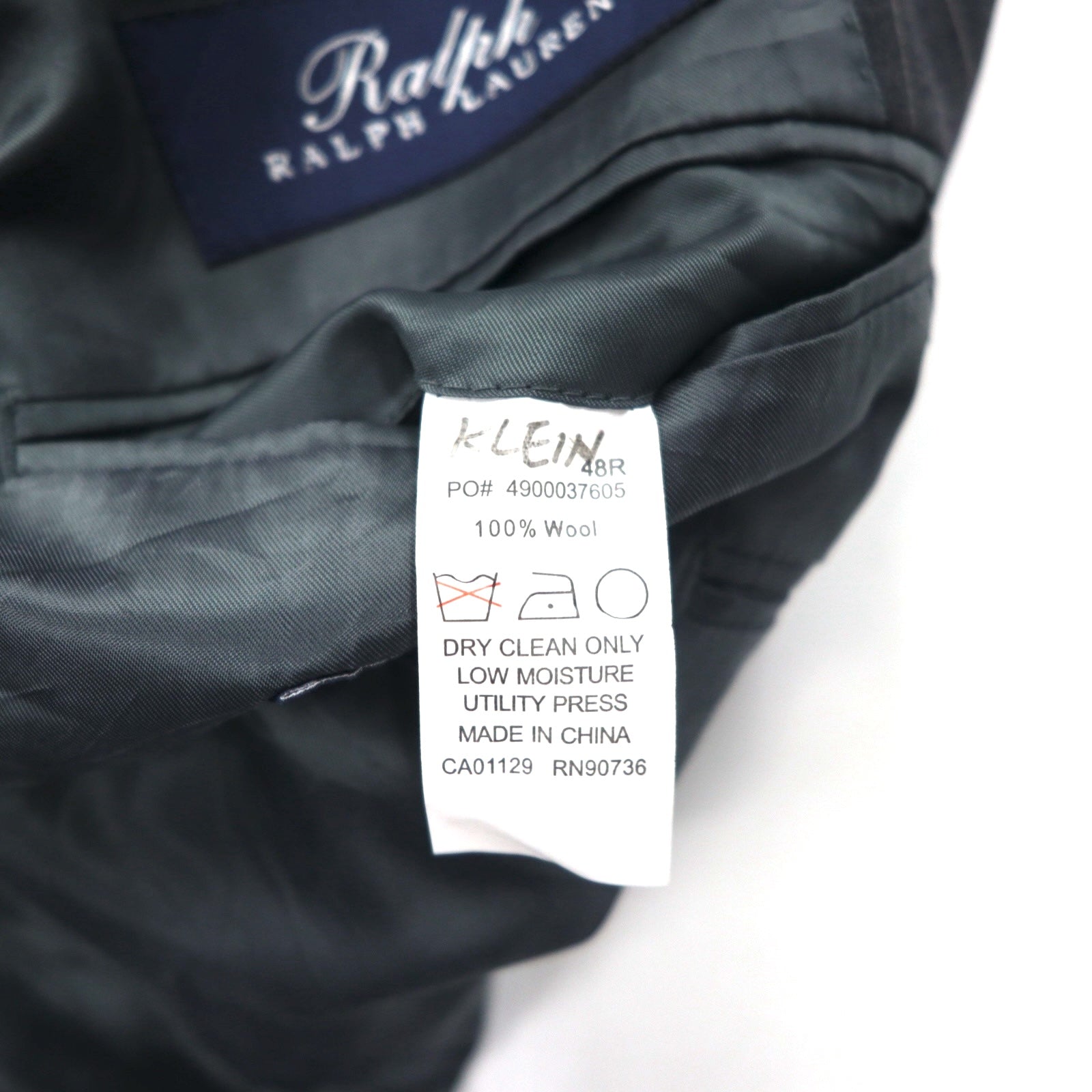 RALPH LAUREN Giacca sartoriale 2 bottoni Completo L Grigio Gessato Lana Esclusiva Dillard's