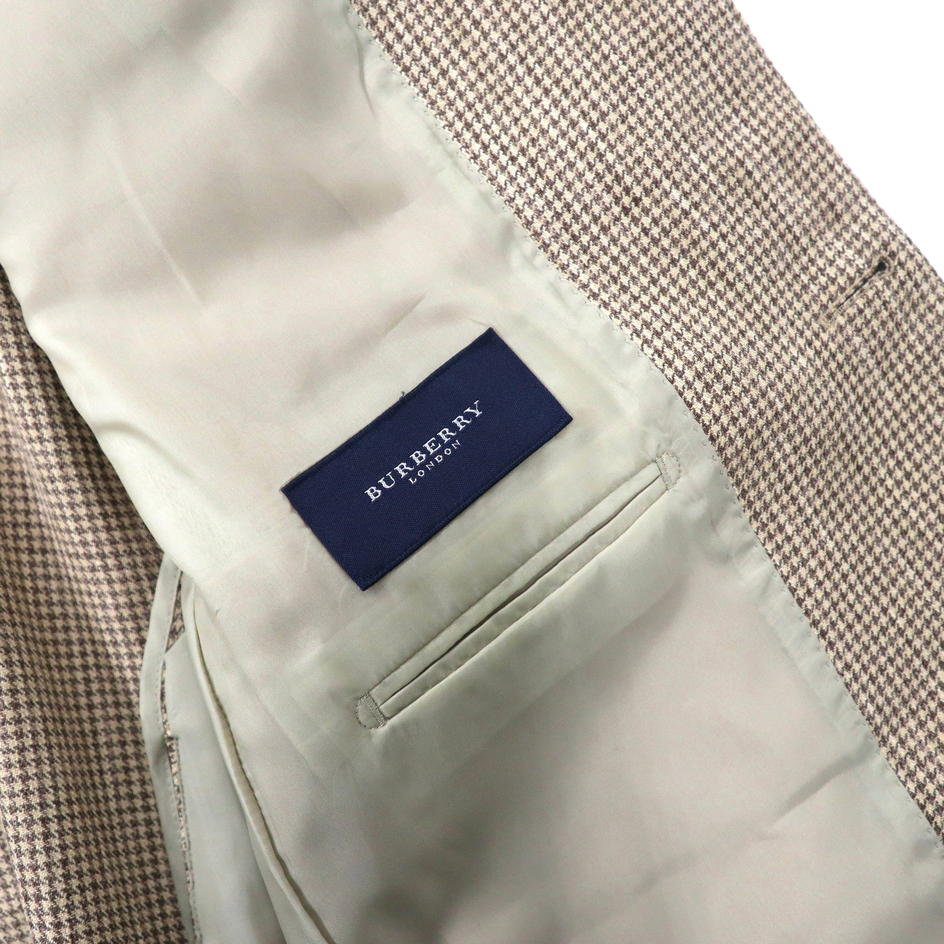 BURBERRY Giacca sartoriale monopetto 2 bottoni 180 AB7 Beige Fantasia pied de poule Misto lana seta Made in Japan