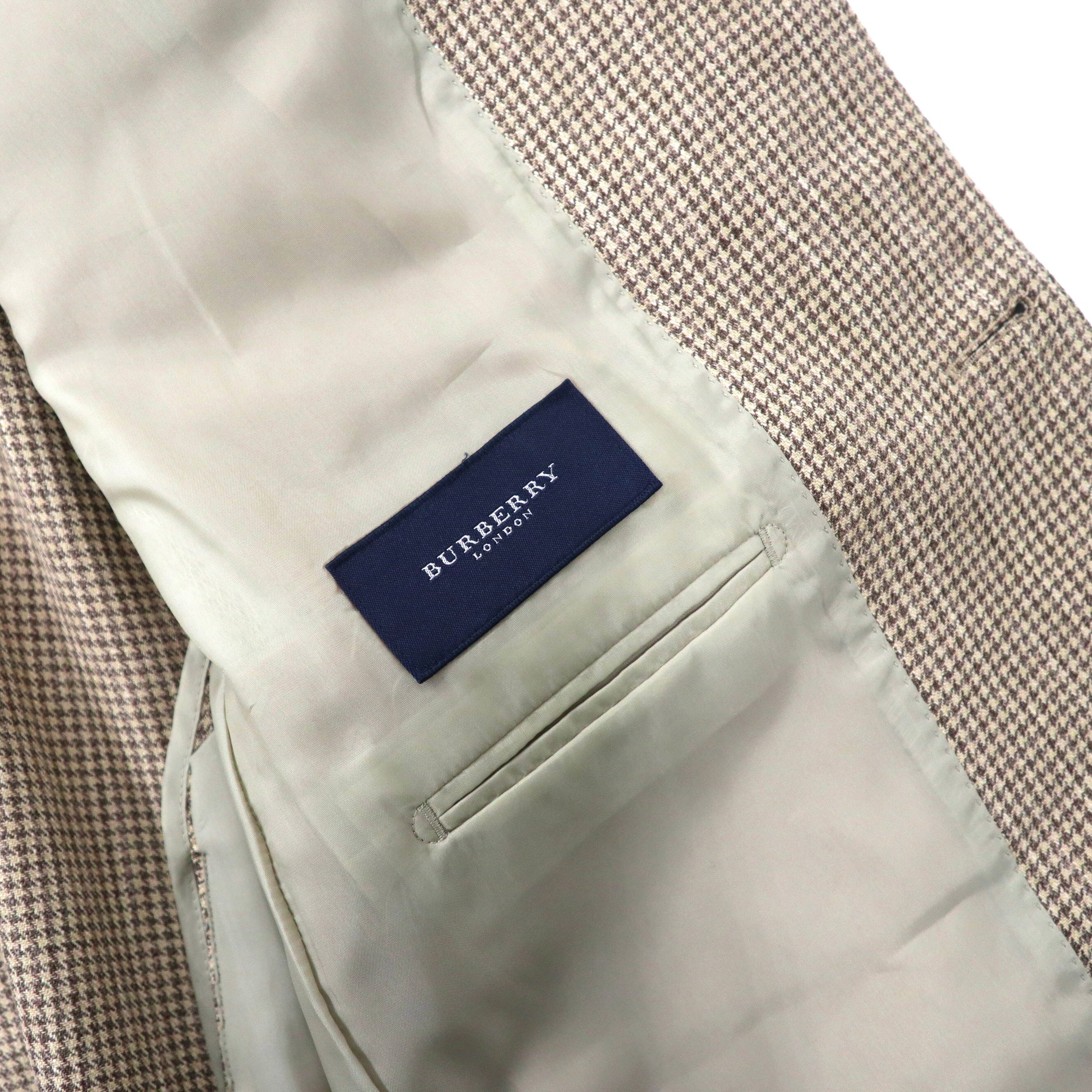 BURBERRY 2Bテーラードジャケット 180 AB7 ベージュ 千鳥格子 ウール シルク混 日本製