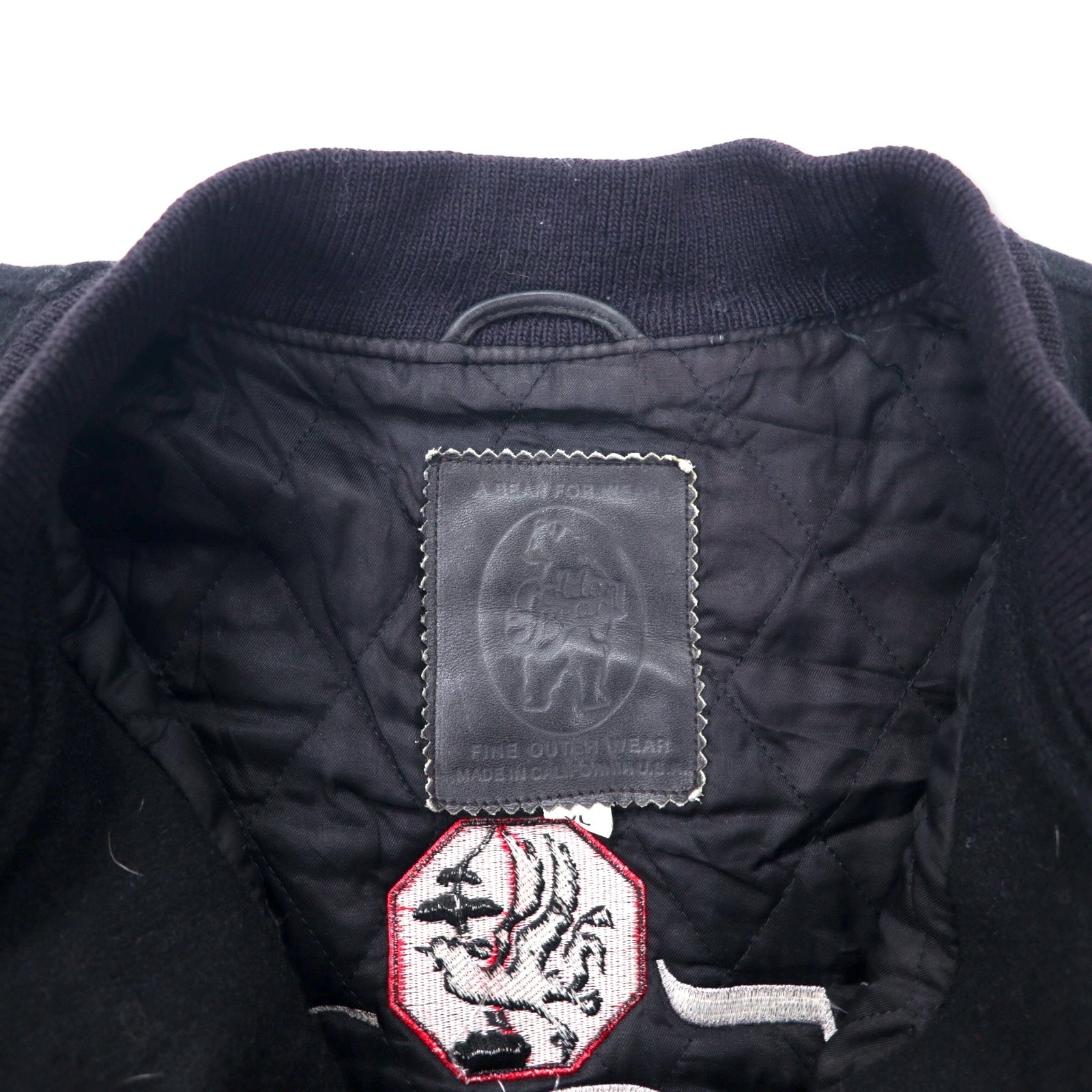 Golden Bear USA Maniche in pelle Stadyun XL Nero Lana The 5th AVENUE Ricamo posteriore