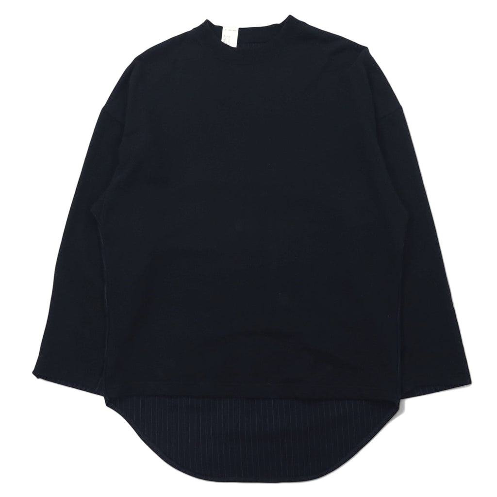 N.HOOLYWOOD T-shirt a manica lunga oversize S nero blu navy, design con inserti frontali e posteriori, a righe, 1202-CS14-031 Made in Japan