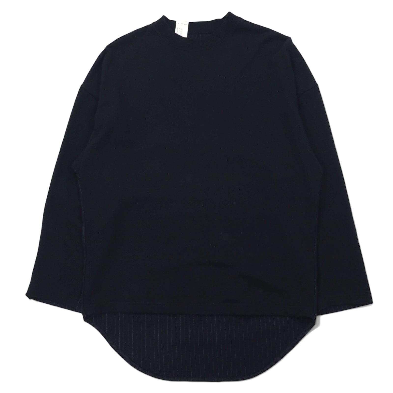 N.HOOLYWOOD T-shirt a manica lunga oversize S nero blu navy, design con inserti frontali e posteriori, a righe, 1202-CS14-031 Made in Japan