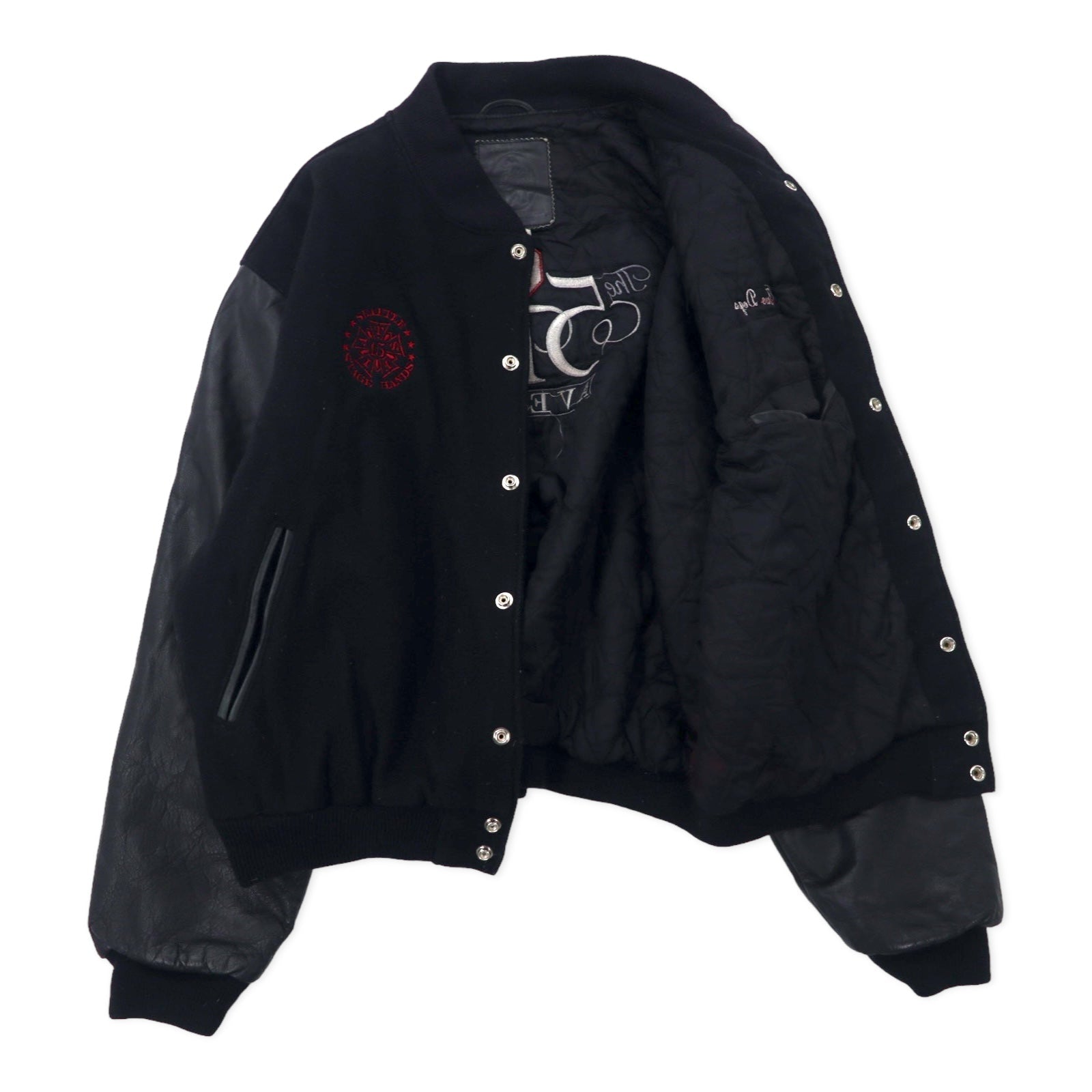 Golden Bear USA Maniche in pelle Stadyun XL Nero Lana The 5th AVENUE Ricamo posteriore