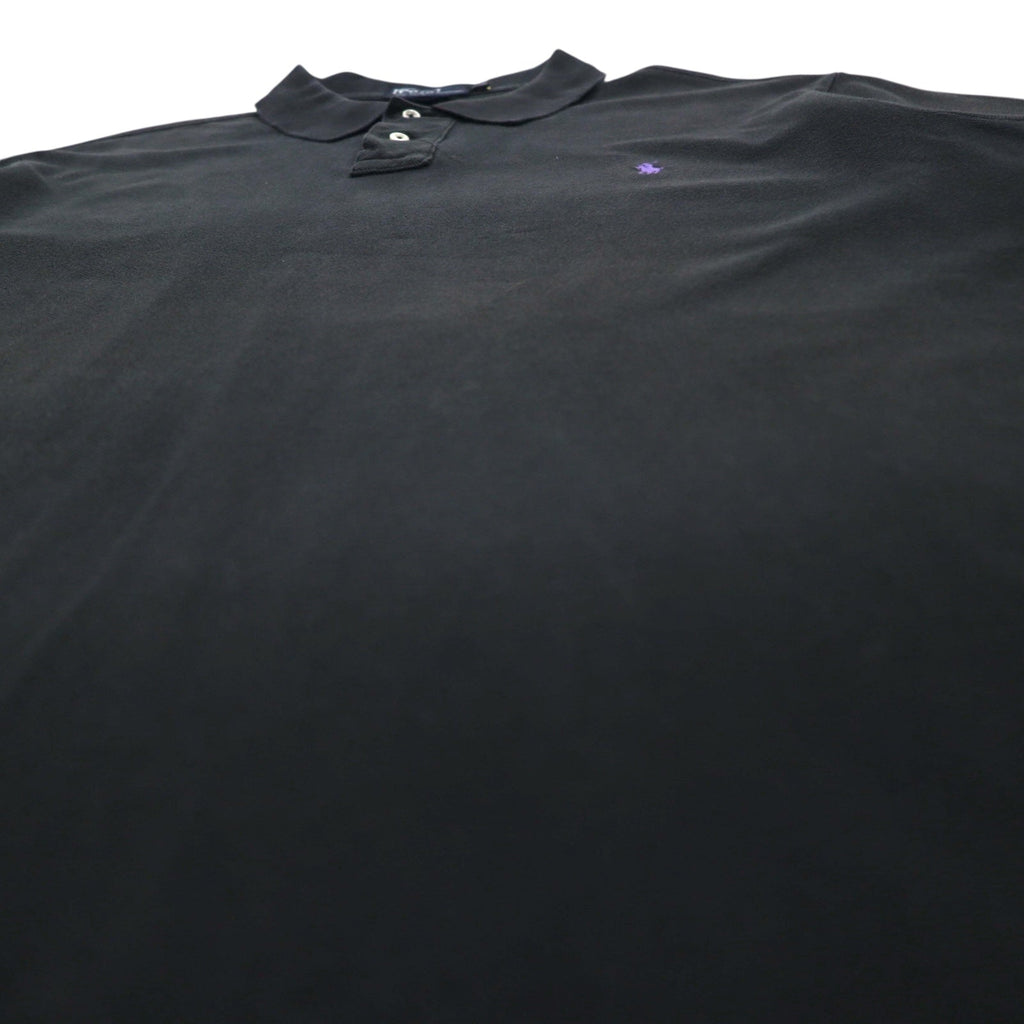 Polo by Ralph Lauren anni '90 CUSTOM FIT Polo 2XL nera a nido d'ape con piccolo ricamo pony
