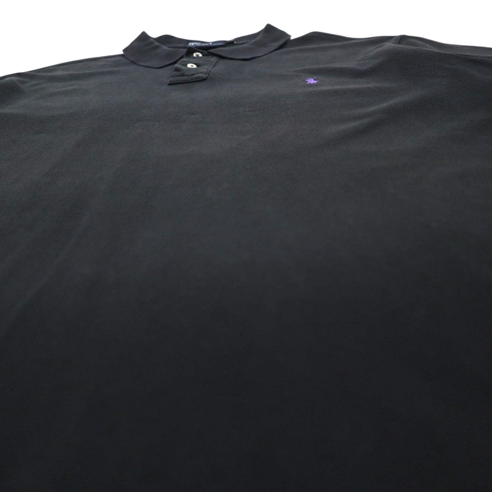 Polo by Ralph Lauren anni '90 CUSTOM FIT Polo 2XL nera a nido d'ape con piccolo ricamo pony