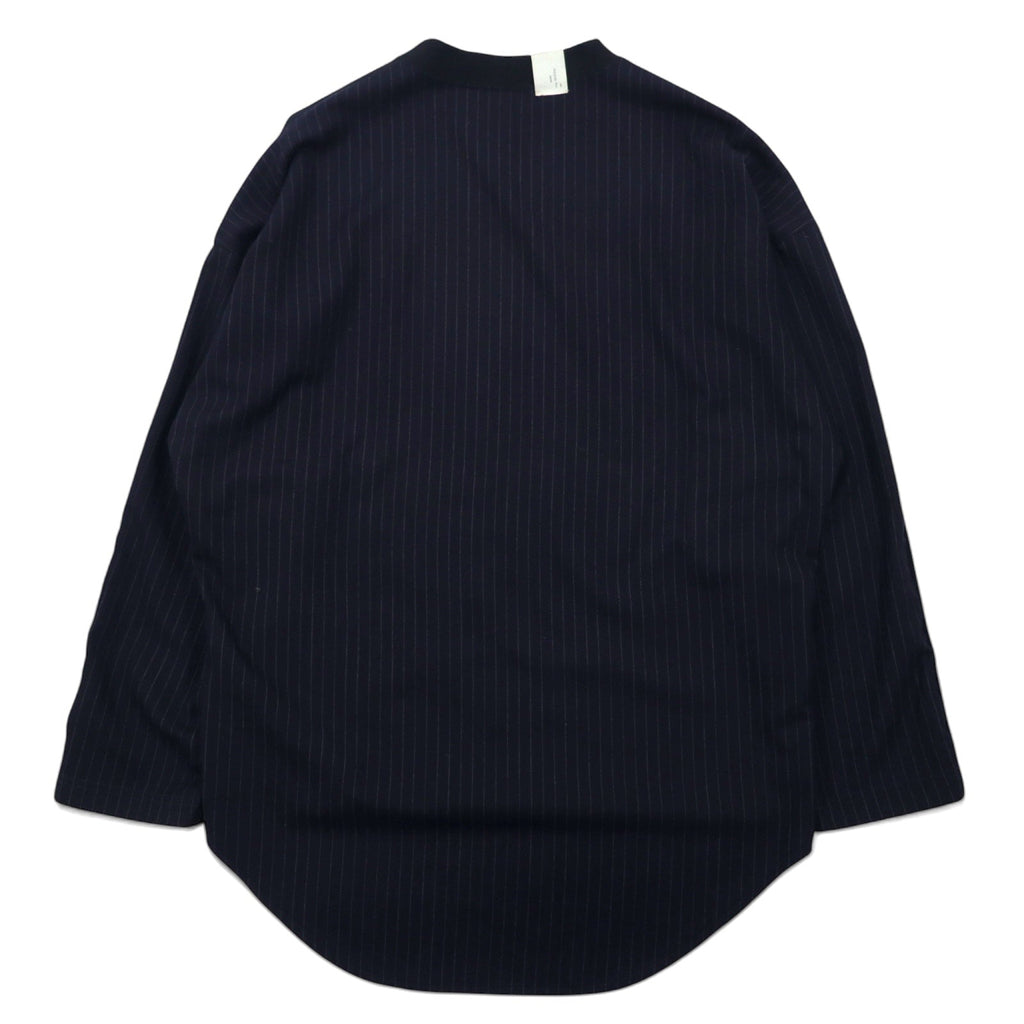 N.HOOLYWOOD T-shirt a manica lunga oversize S nero blu navy, design con inserti frontali e posteriori, a righe, 1202-CS14-031 Made in Japan