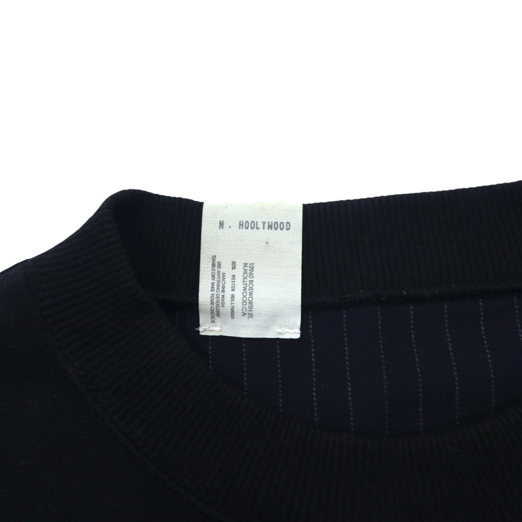 N.HOOLYWOOD T-shirt a manica lunga oversize S nero blu navy, design con inserti frontali e posteriori, a righe, 1202-CS14-031 Made in Japan