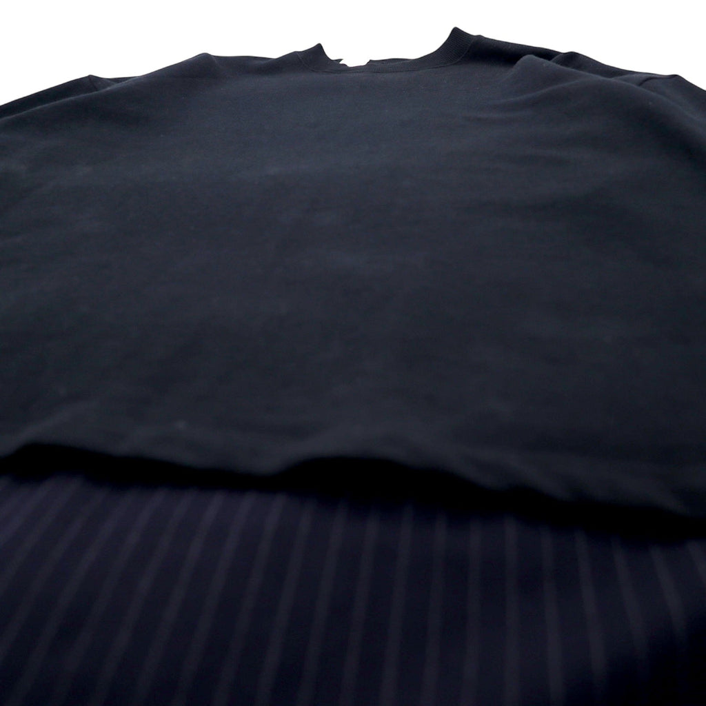 N.HOOLYWOOD T-shirt a manica lunga oversize S nero blu navy, design con inserti frontali e posteriori, a righe, 1202-CS14-031 Made in Japan
