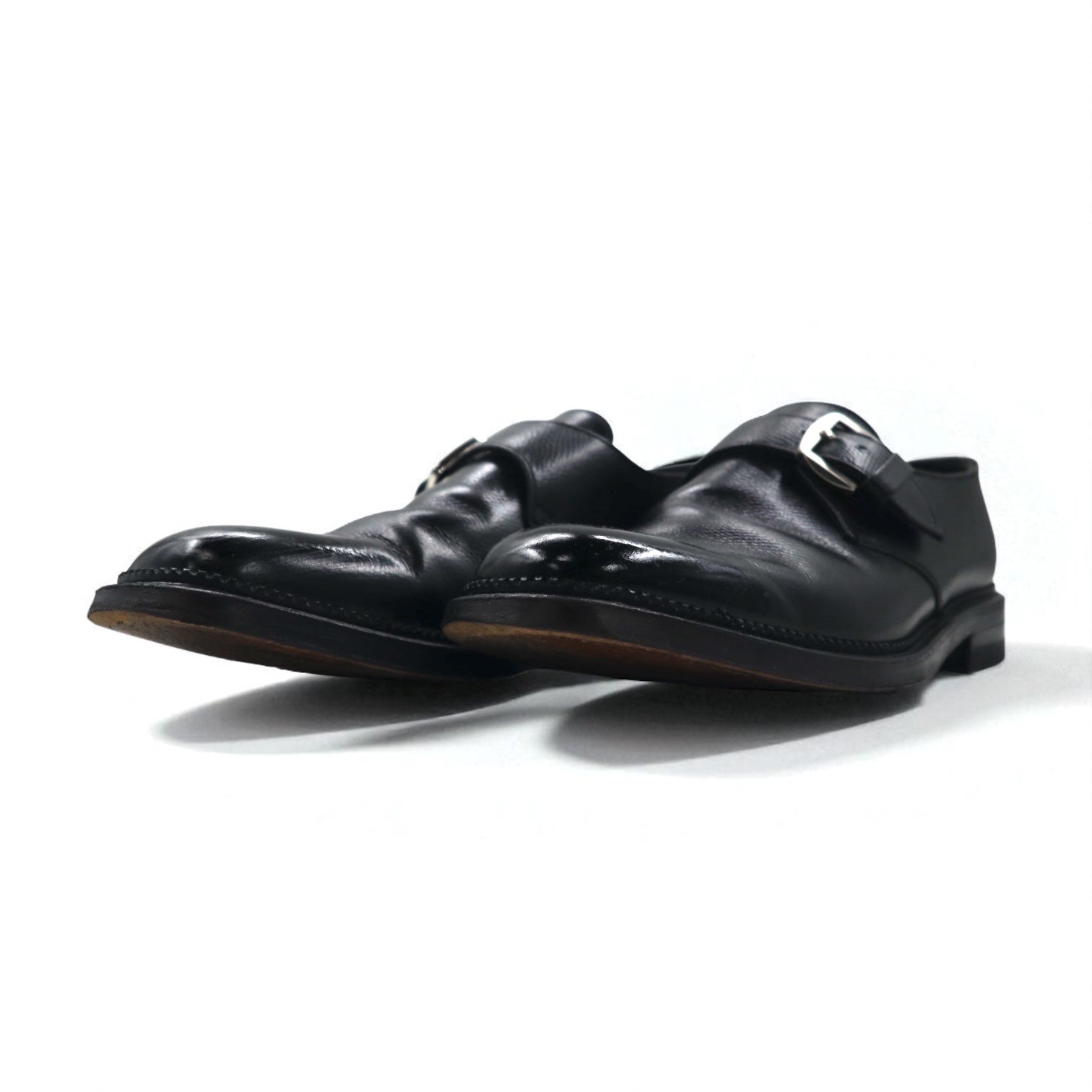Scarpe eleganti Monkstrap REGAL 26 cm nere in pelle goffrata 2321 Prodotto in Giappone