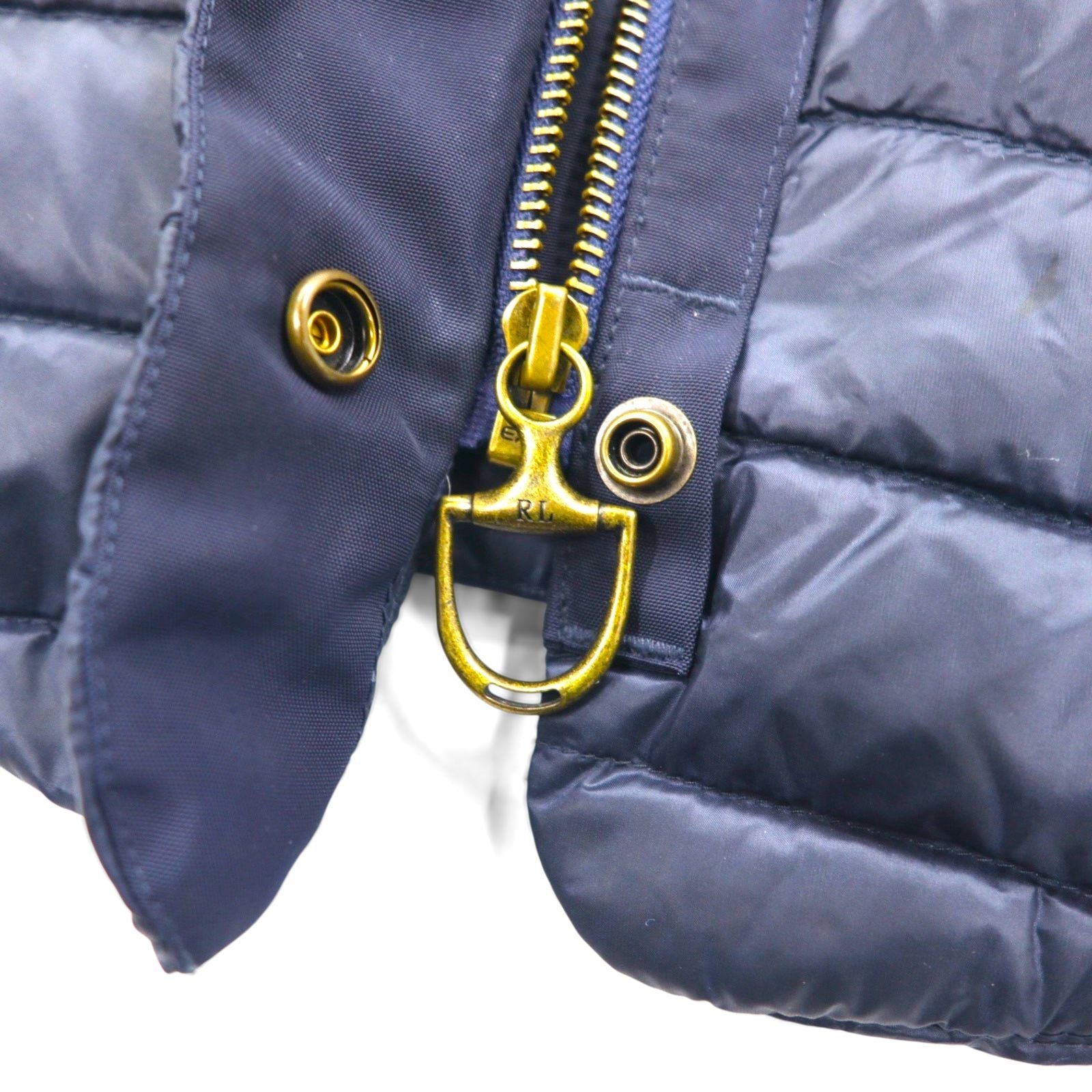 Ralph Lauren 90年代 キルティング ダウンジャケット XL ネイビー ナイロン チンストラップ