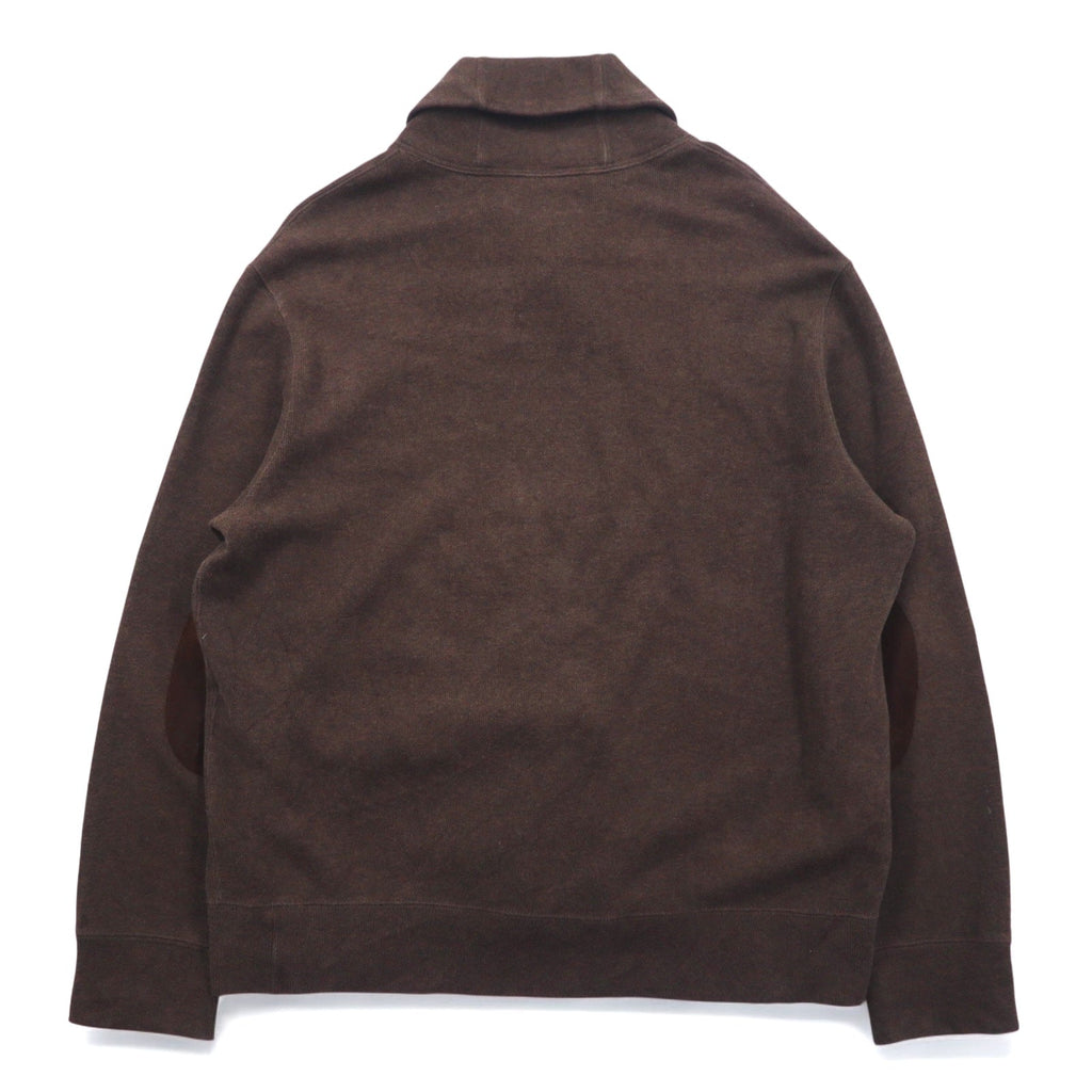 Polo by Ralph Lauren maglione con colletto a scialle e toppe sui gomiti, taglia XL, marrone, con ricamo piccolo pony