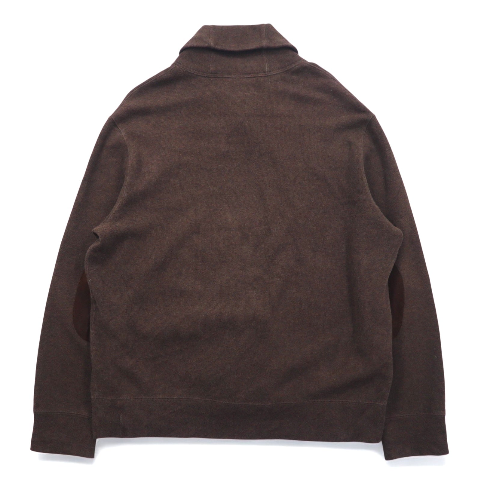 Polo by Ralph Lauren maglione con colletto a scialle e toppe sui gomiti, taglia XL, marrone, con ricamo piccolo pony