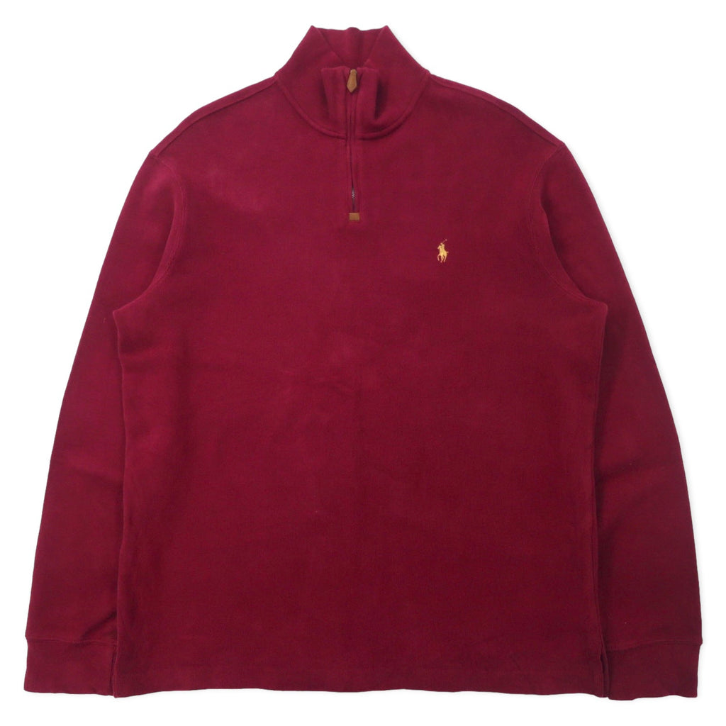 Polo by Ralph Lauren Felpa con mezza zip L bordeaux in cotone con ricamo piccolo pony
