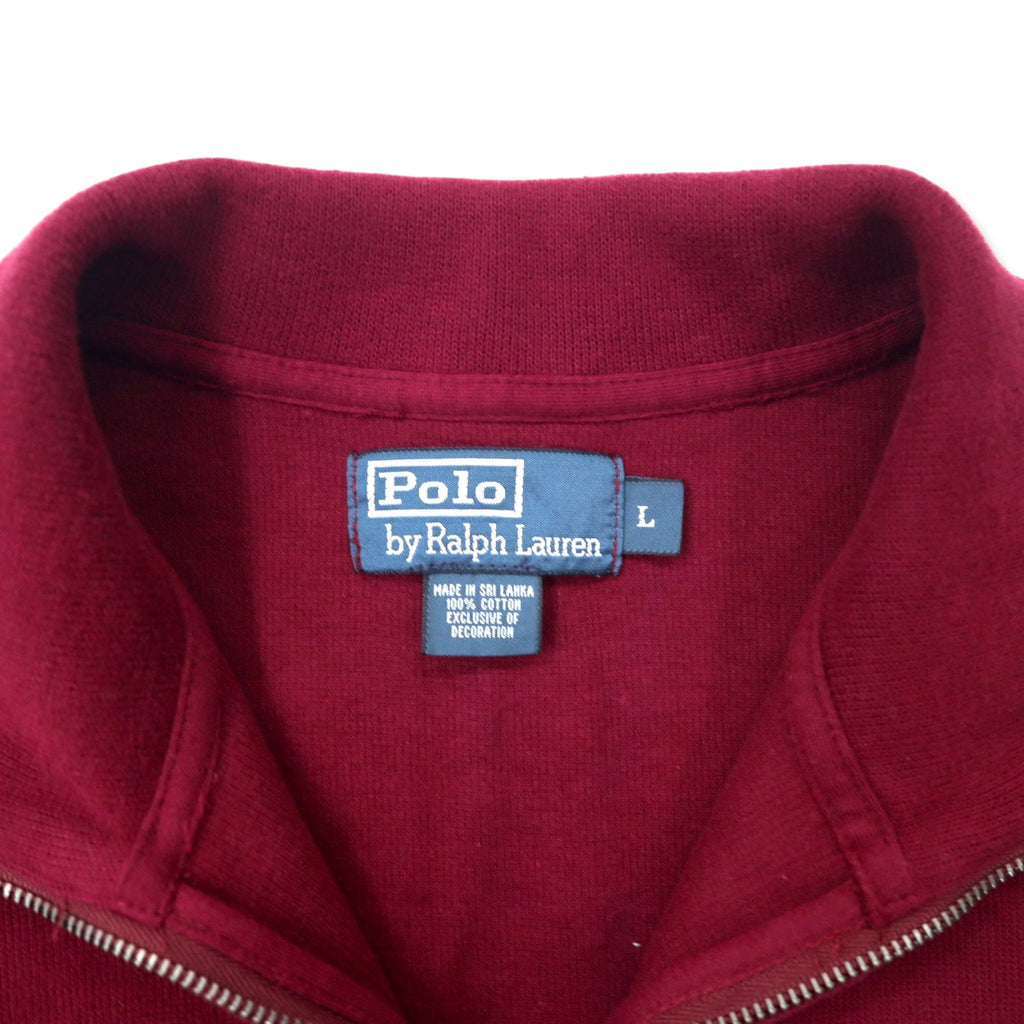 Polo by Ralph Lauren Felpa con mezza zip L bordeaux in cotone con ricamo piccolo pony