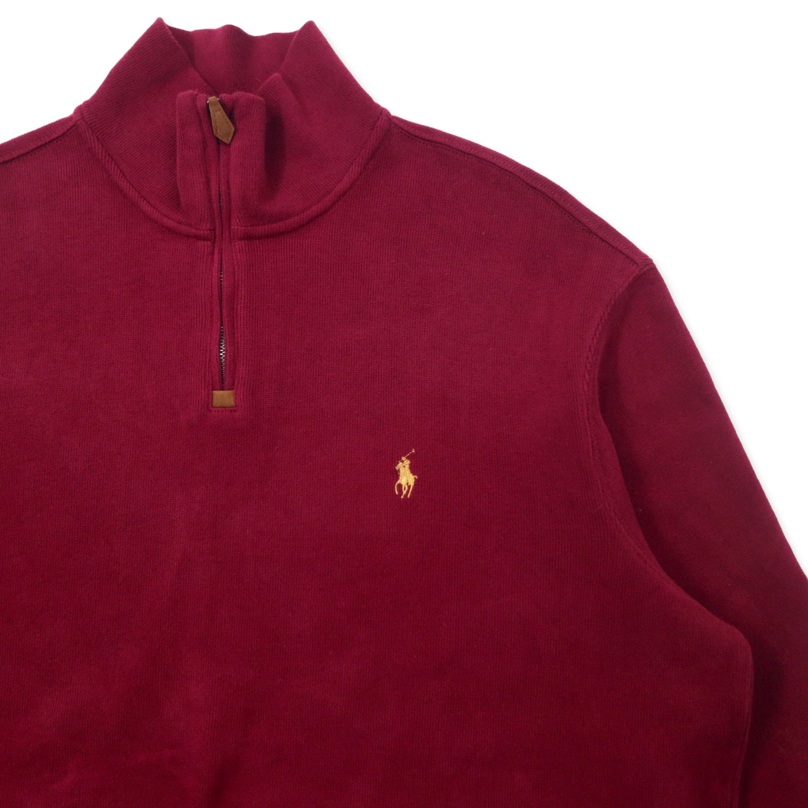 Polo by Ralph Lauren Felpa con mezza zip L bordeaux in cotone con ricamo piccolo pony
