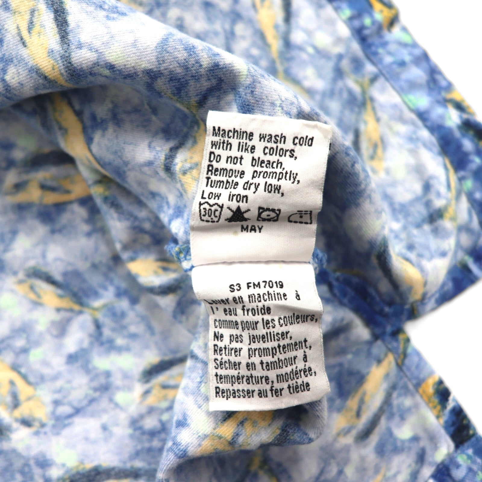 Columbia anni '00 Trawler's Vest Camicia a Maniche Corte con Colletto Aperto Aloha L Blu Fantasia Pesci FM7011