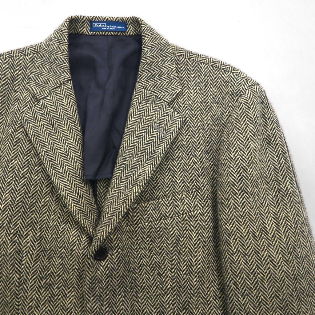 Polo Ralph Lauren 90年代 日本製 ヘリンボーン ツイード 3B テーラードジャケット M グレー ウール
