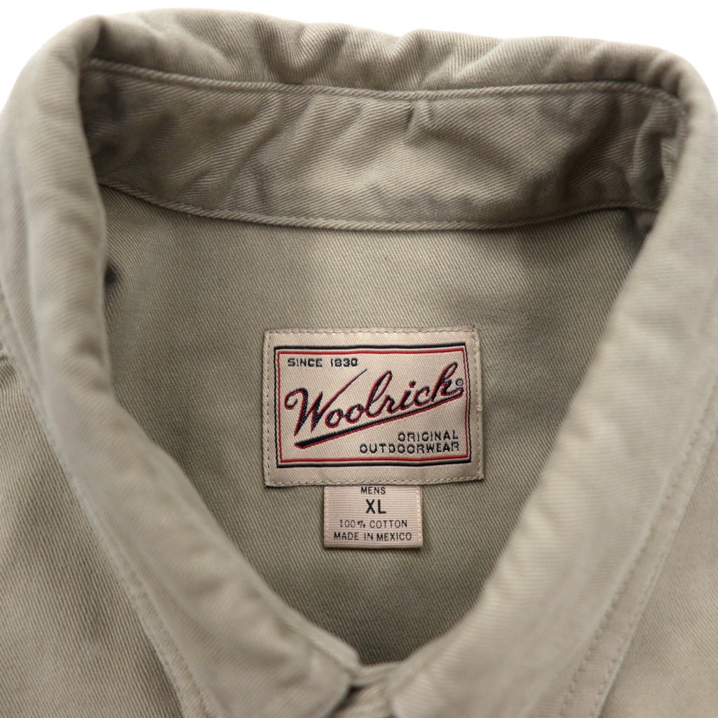 Woolrich ハンティングシャツ ボタンダウンシャツ XL ベージュ コットン 切り替えデザイン 刺繍 MACATAWA BAY
