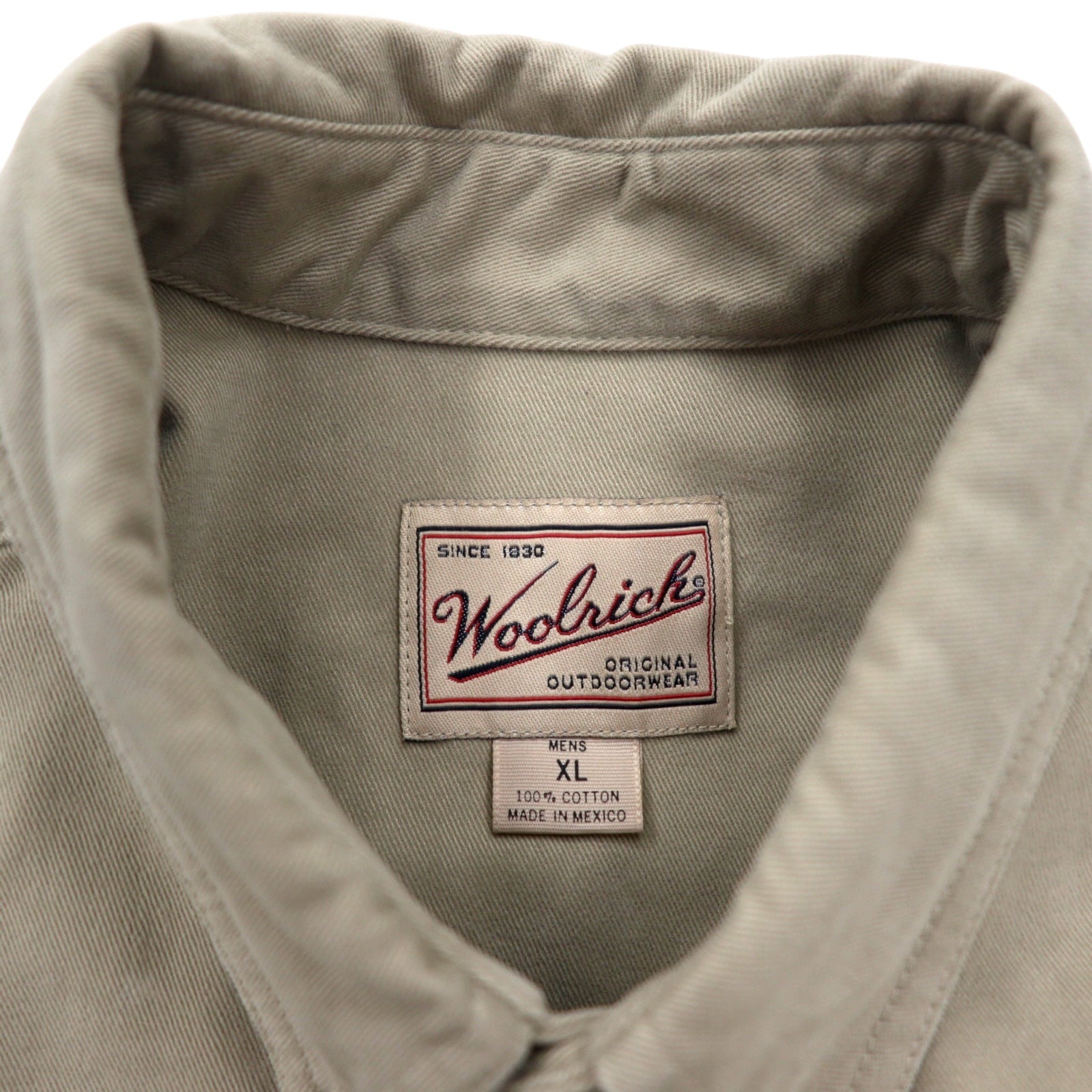Woolrich ハンティングシャツ ボタンダウンシャツ XL ベージュ コットン 切り替えデザイン 刺繍 MACATAWA BAY