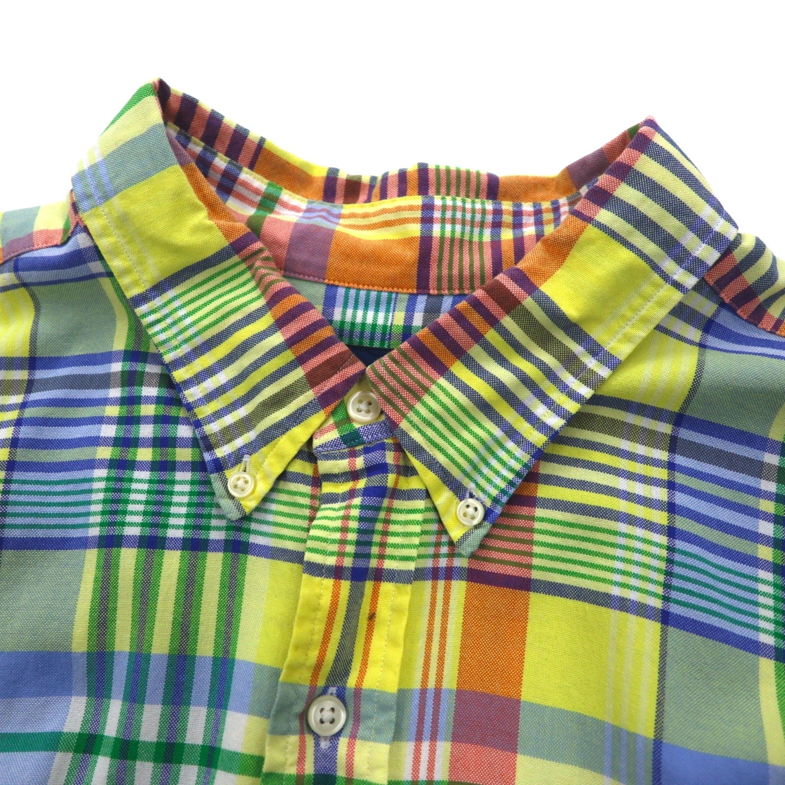 RALPH LAUREN Camicia Button-Down 2XL Gialla A Quadri Oversize Ricamo Piccolo Pony