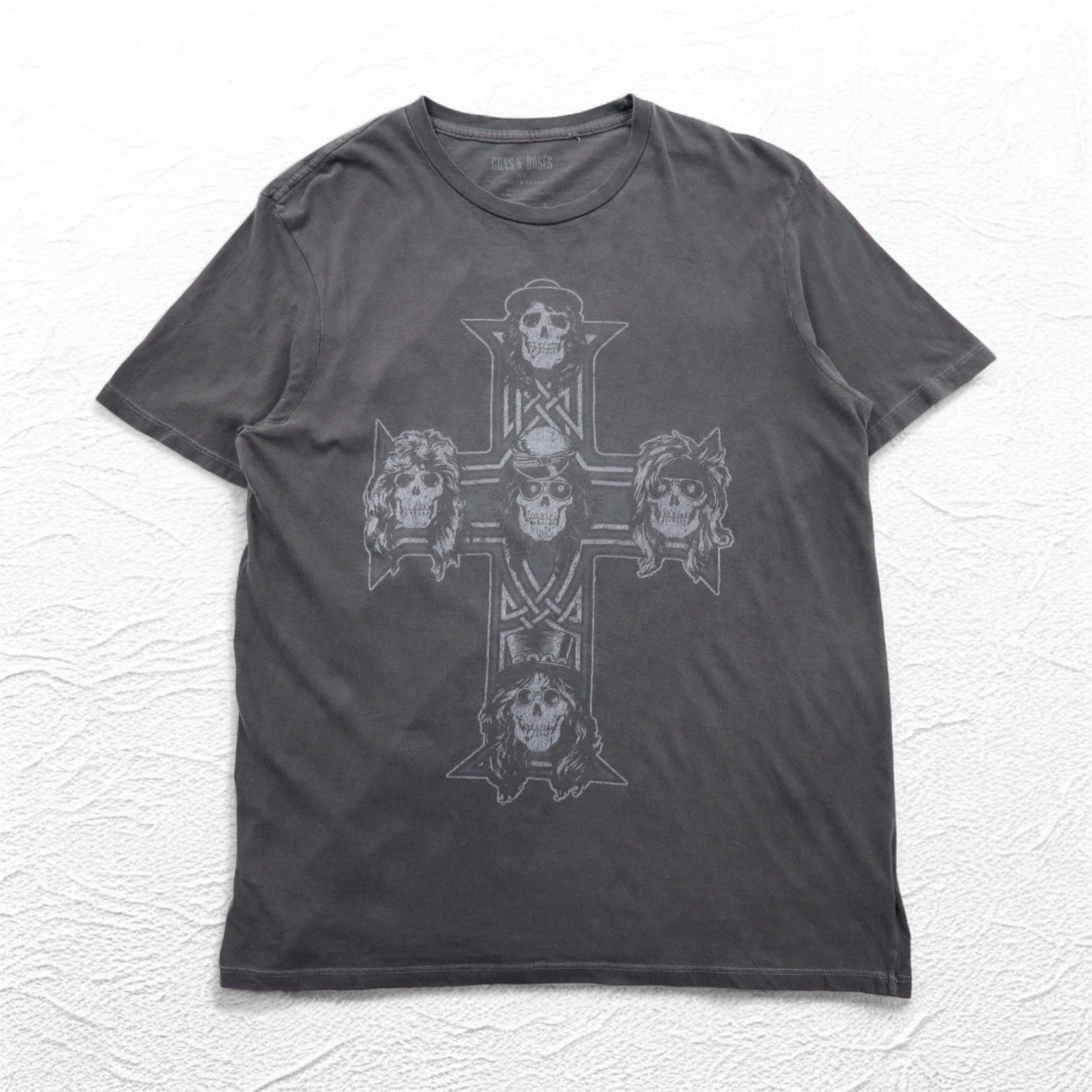 USA製 GUNS N' ROSES ガンズアンドローゼズ バンド Tシャツ XL グレー 両面 スカル クロス LUCKY BRAND
