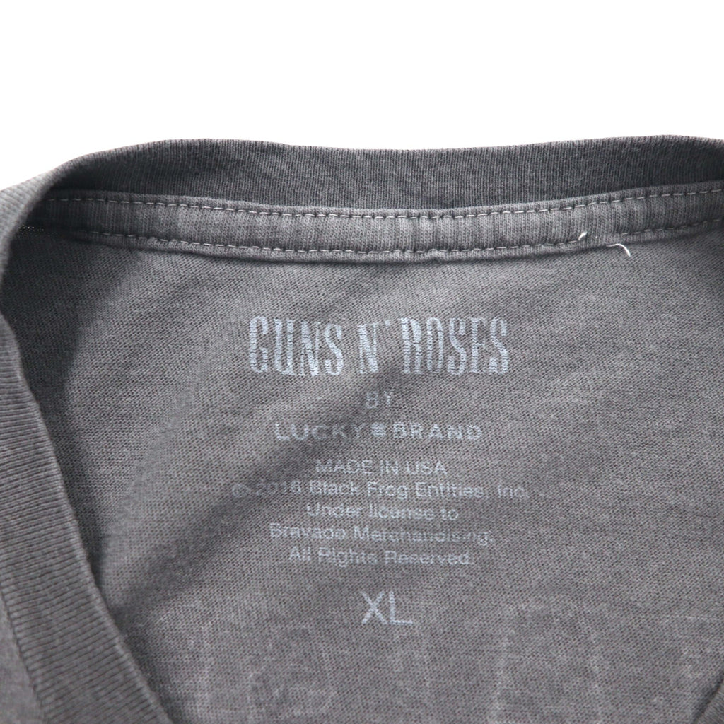 USA製 GUNS N' ROSES ガンズアンドローゼズ バンド Tシャツ XL グレー 両面 スカル クロス LUCKY BRAND