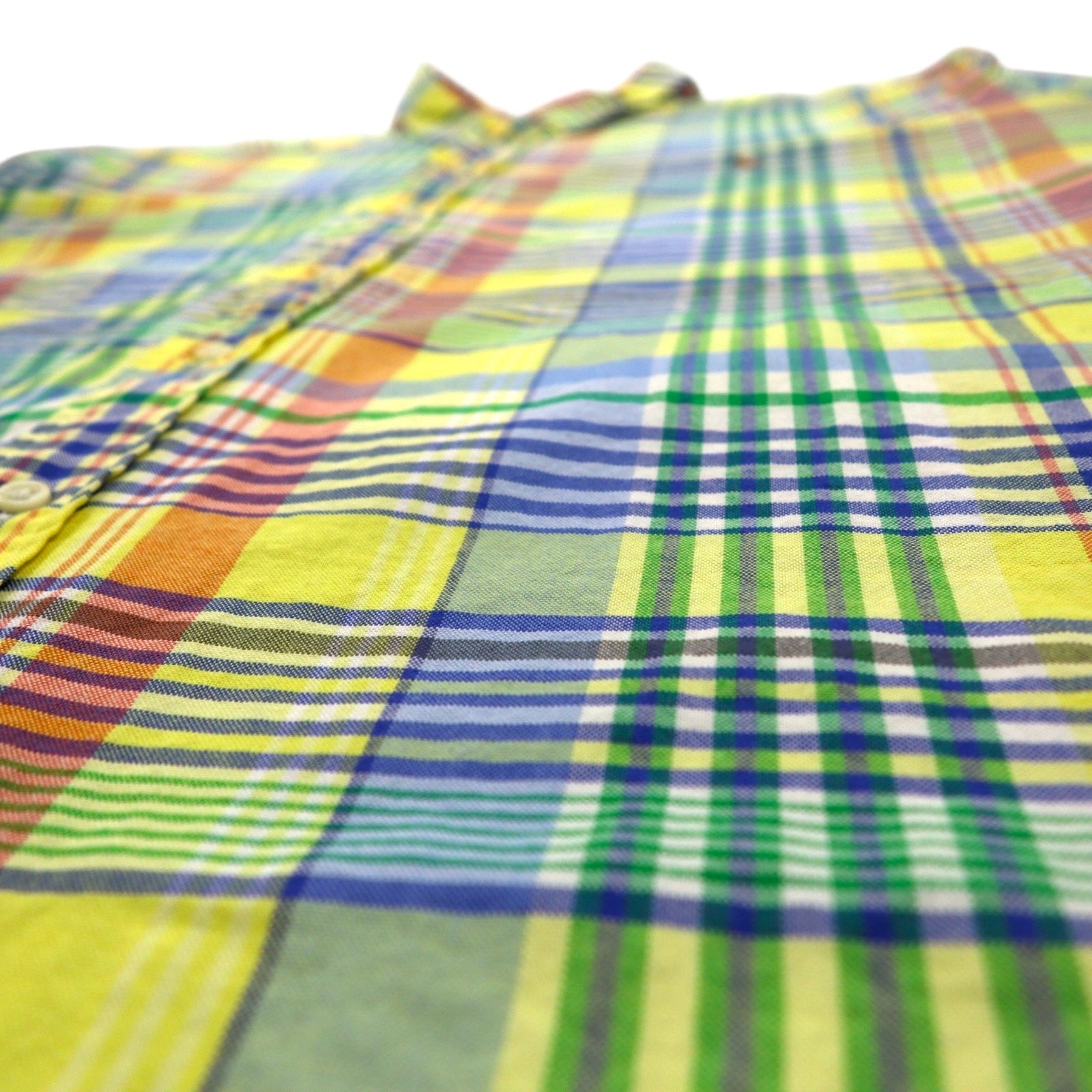 RALPH LAUREN Camicia Button-Down 2XL Gialla A Quadri Oversize Ricamo Piccolo Pony