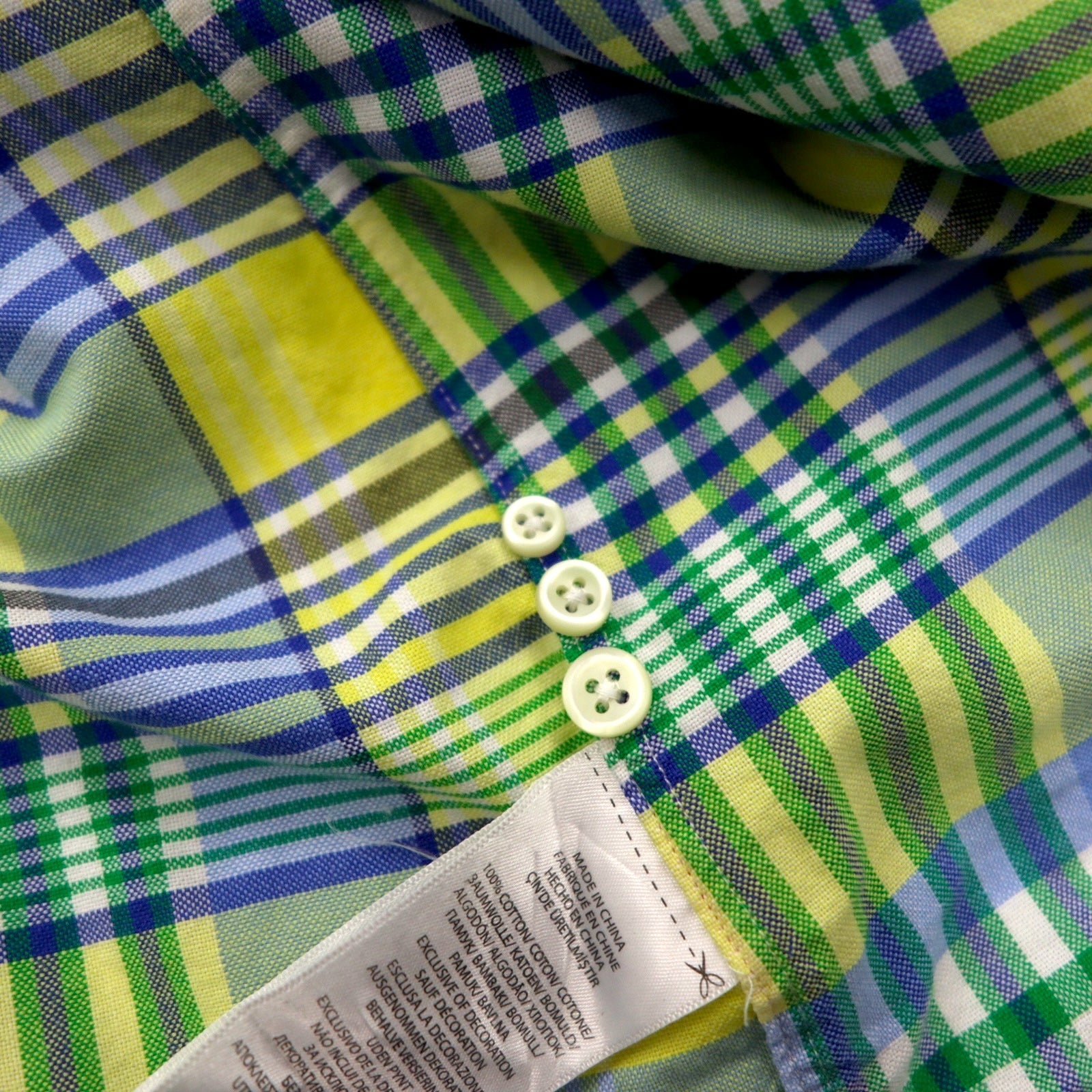 RALPH LAUREN Camicia Button-Down 2XL Gialla A Quadri Oversize Ricamo Piccolo Pony