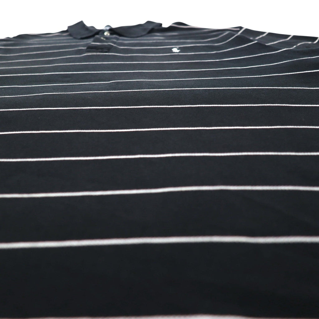 Polo by Ralph Lauren 90年代 ボーダー ポロシャツ 2XL BIG ビッグサイズ ブラック 鹿の子 スモールポニー刺繍