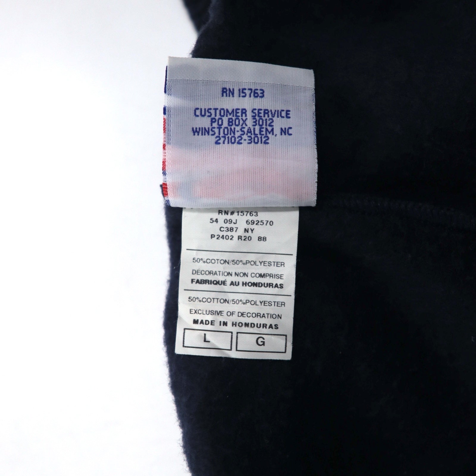 Champion Pantaloni della tuta L Blu navy Cotone interno felpato Etichetta a barra Fabbricati in Honduras