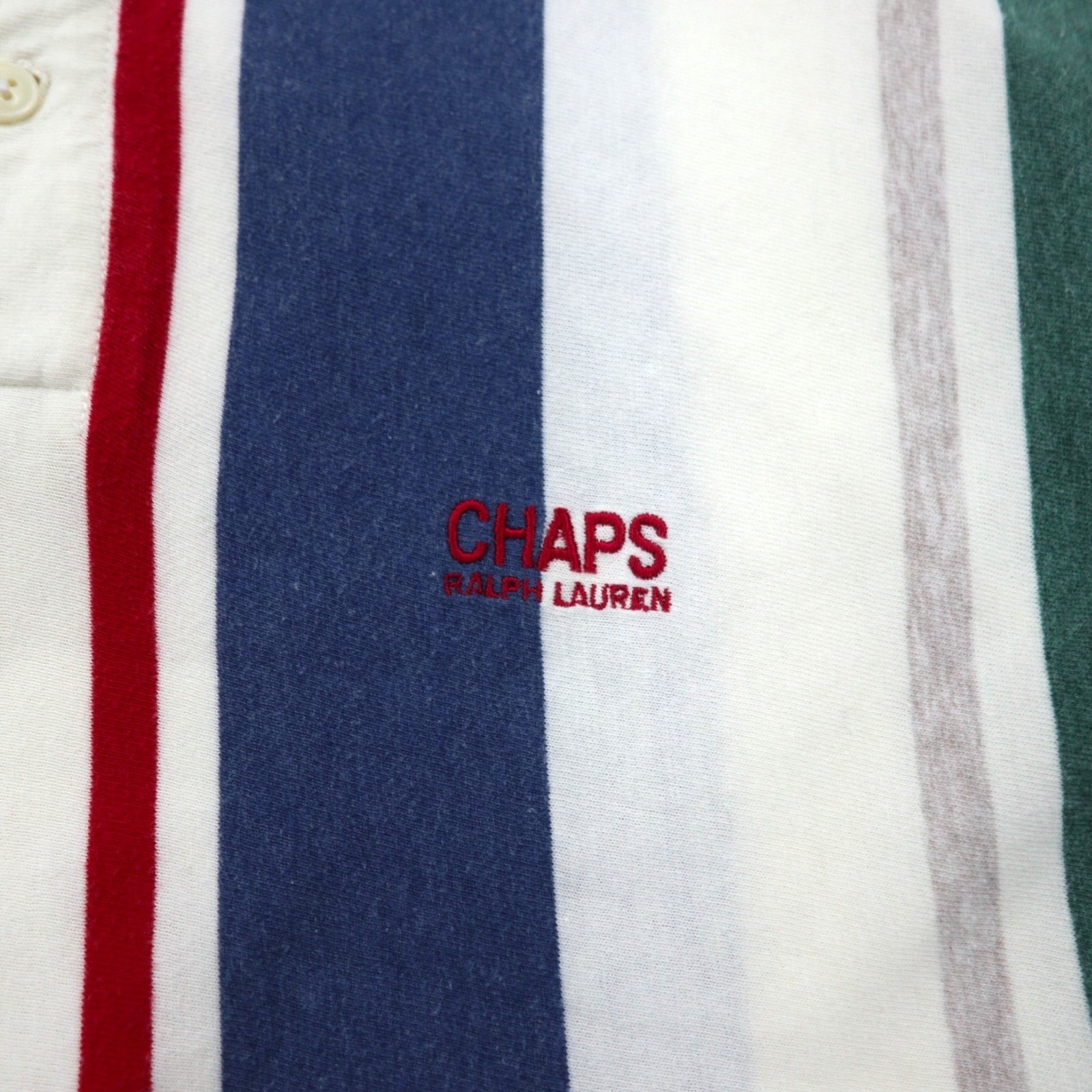 CHAPS RALPH LAUREN Polo L a righe multistrato anni '90 Bianco con logo ricamato