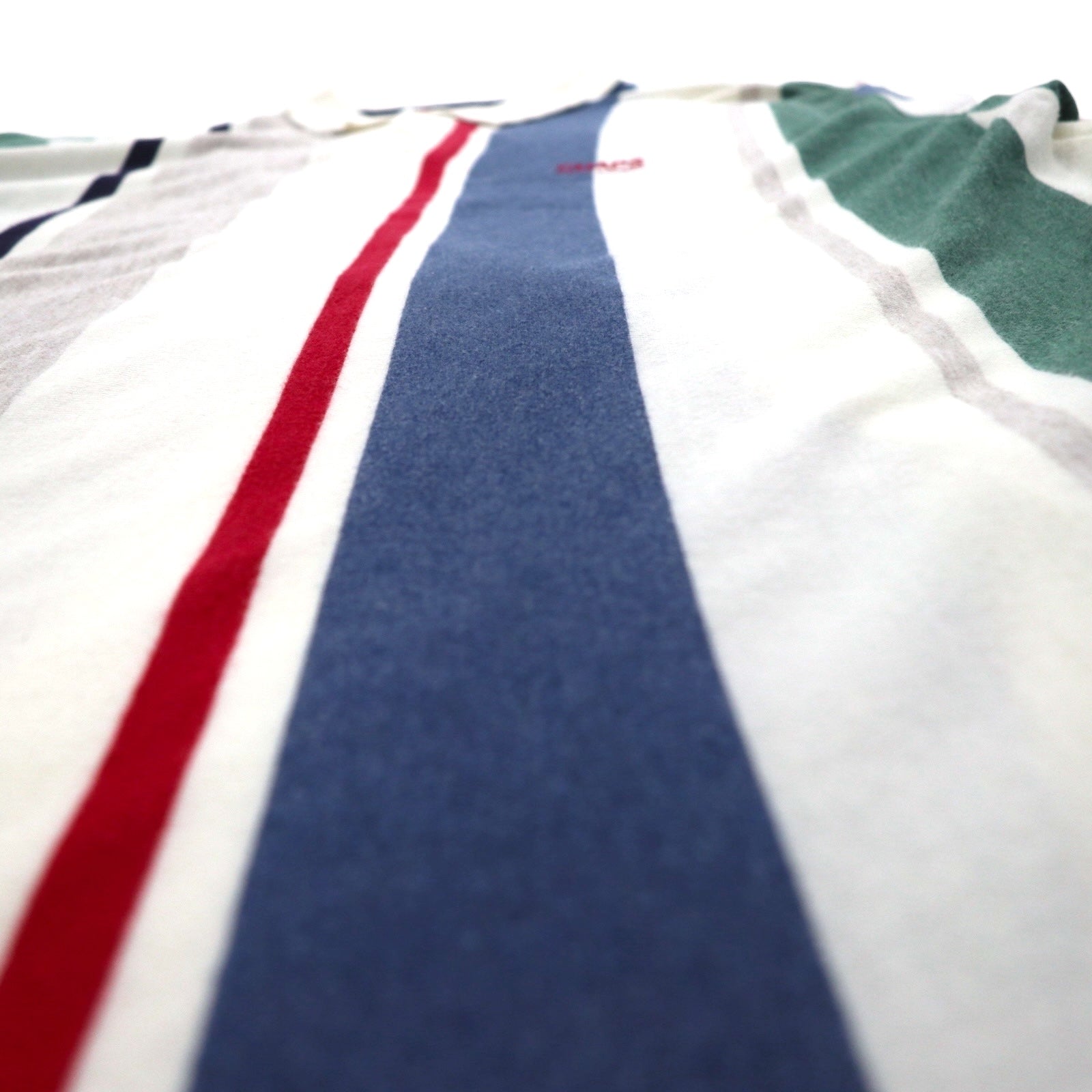 CHAPS RALPH LAUREN Polo L a righe multistrato anni '90 Bianco con logo ricamato