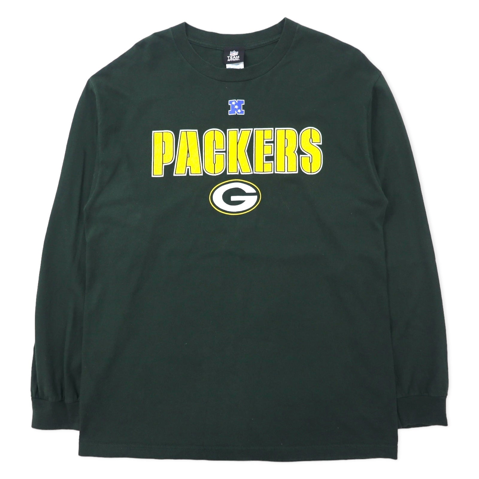 NFL TEAM APPAREL T-shirt a maniche lunghe con stampa Packers, taglia L, verde, cotone, PACKERS, made in Messico