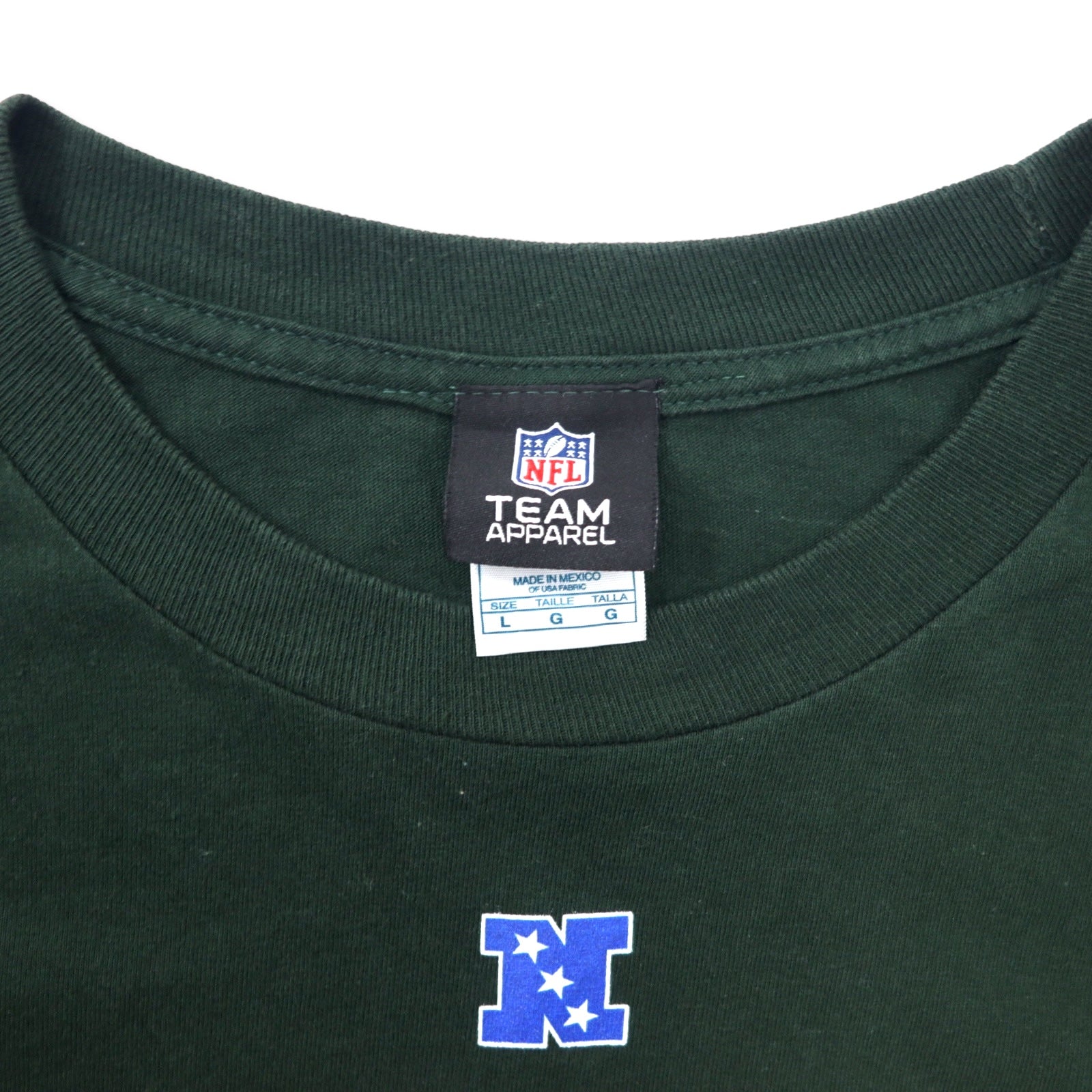 NFL TEAM APPAREL T-shirt a maniche lunghe con stampa Packers, taglia L, verde, cotone, PACKERS, made in Messico