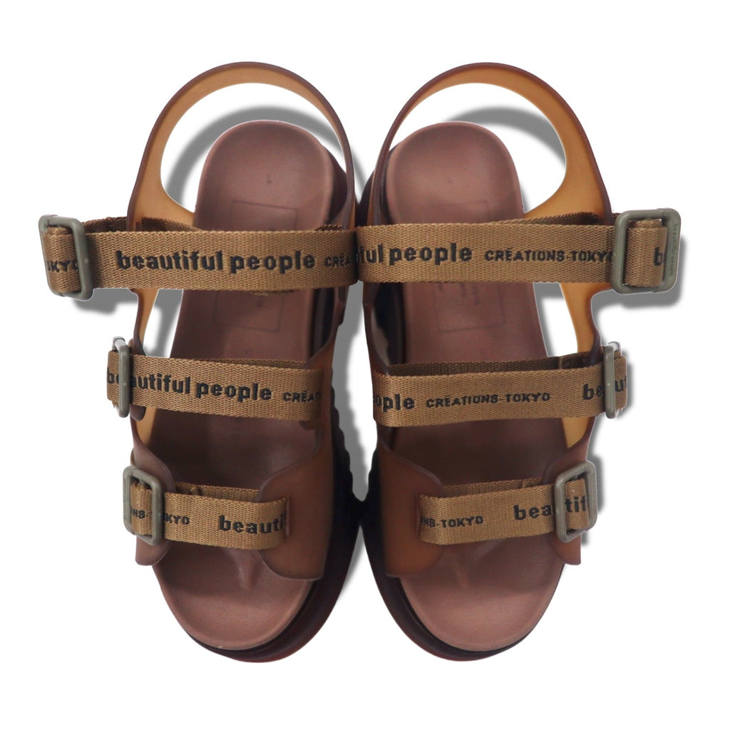 beautiful people × UNITED TOKYO Sandali sportivi con logo a nastro 22-22.5 cm Marrone Fabbricato in Giappone Nuovo con etichette