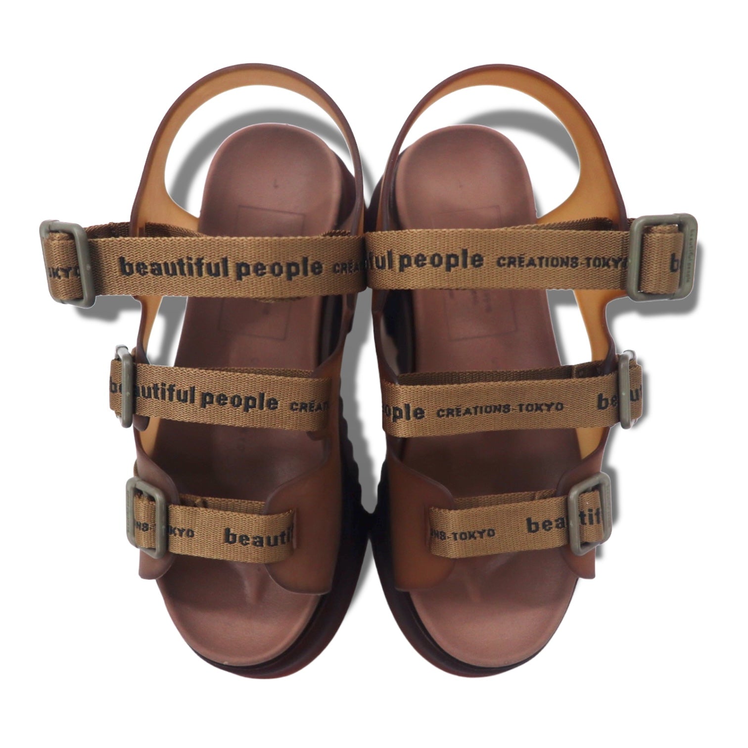 beautiful people × UNITED TOKYO Sandali sportivi con logo a nastro 22-22.5 cm Marrone Fabbricato in Giappone Nuovo con etichette