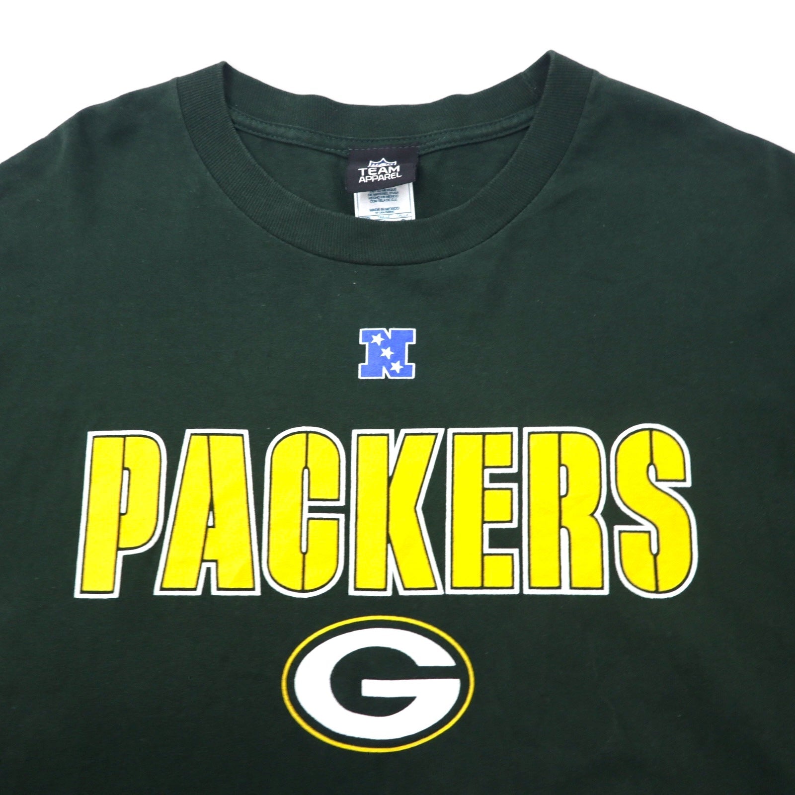 NFL TEAM APPAREL T-shirt a maniche lunghe con stampa Packers, taglia L, verde, cotone, PACKERS, made in Messico