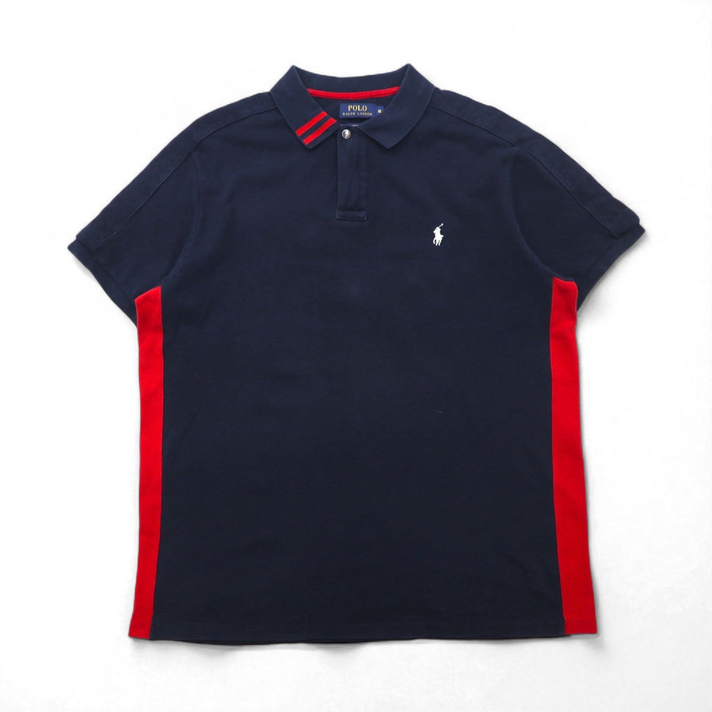 POLO RALPH LAUREN Polo XL navy red cotone piquè mezza zip bottoni a pressione ricamo small pony