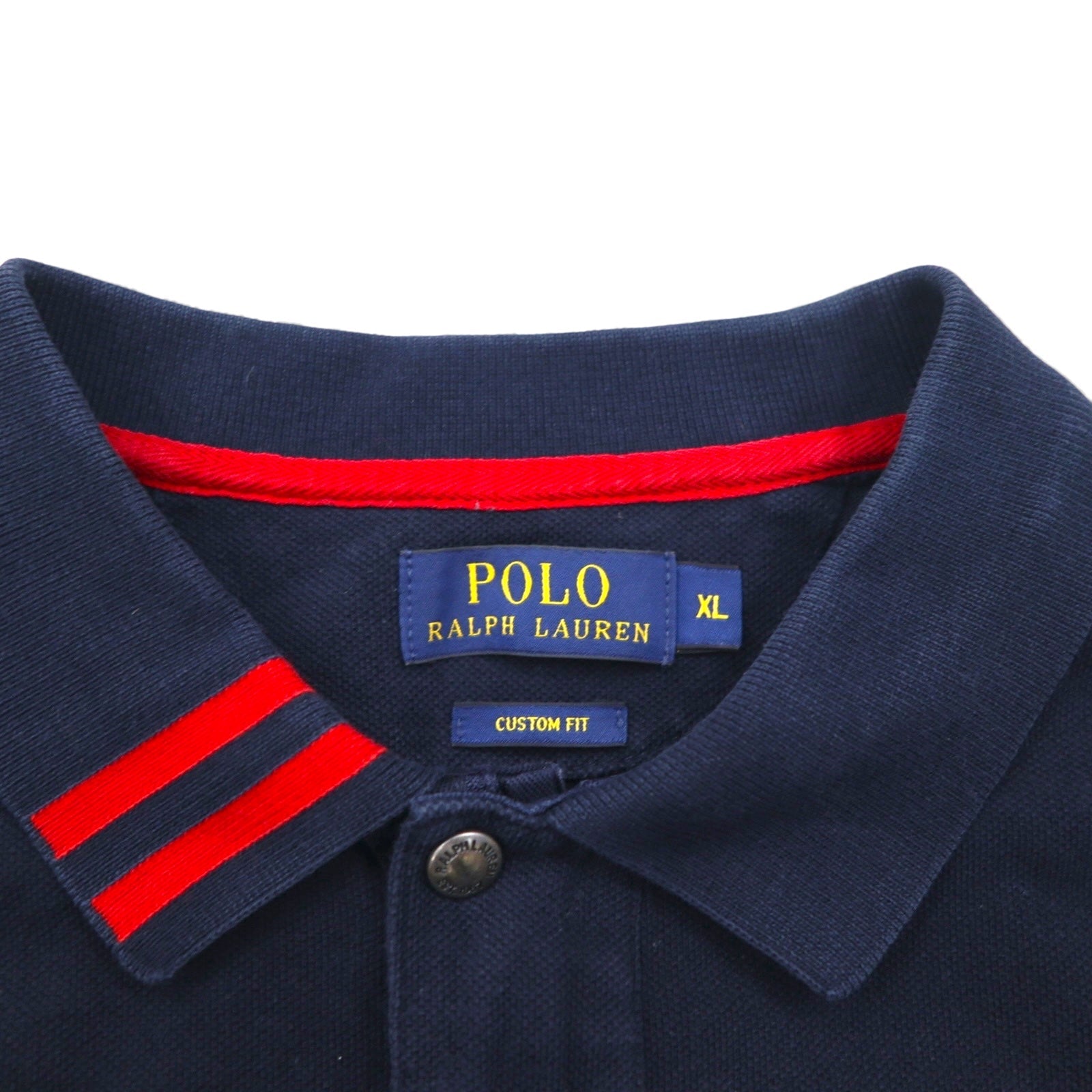 POLO RALPH LAUREN Polo XL navy red cotone piquè mezza zip bottoni a pressione ricamo small pony